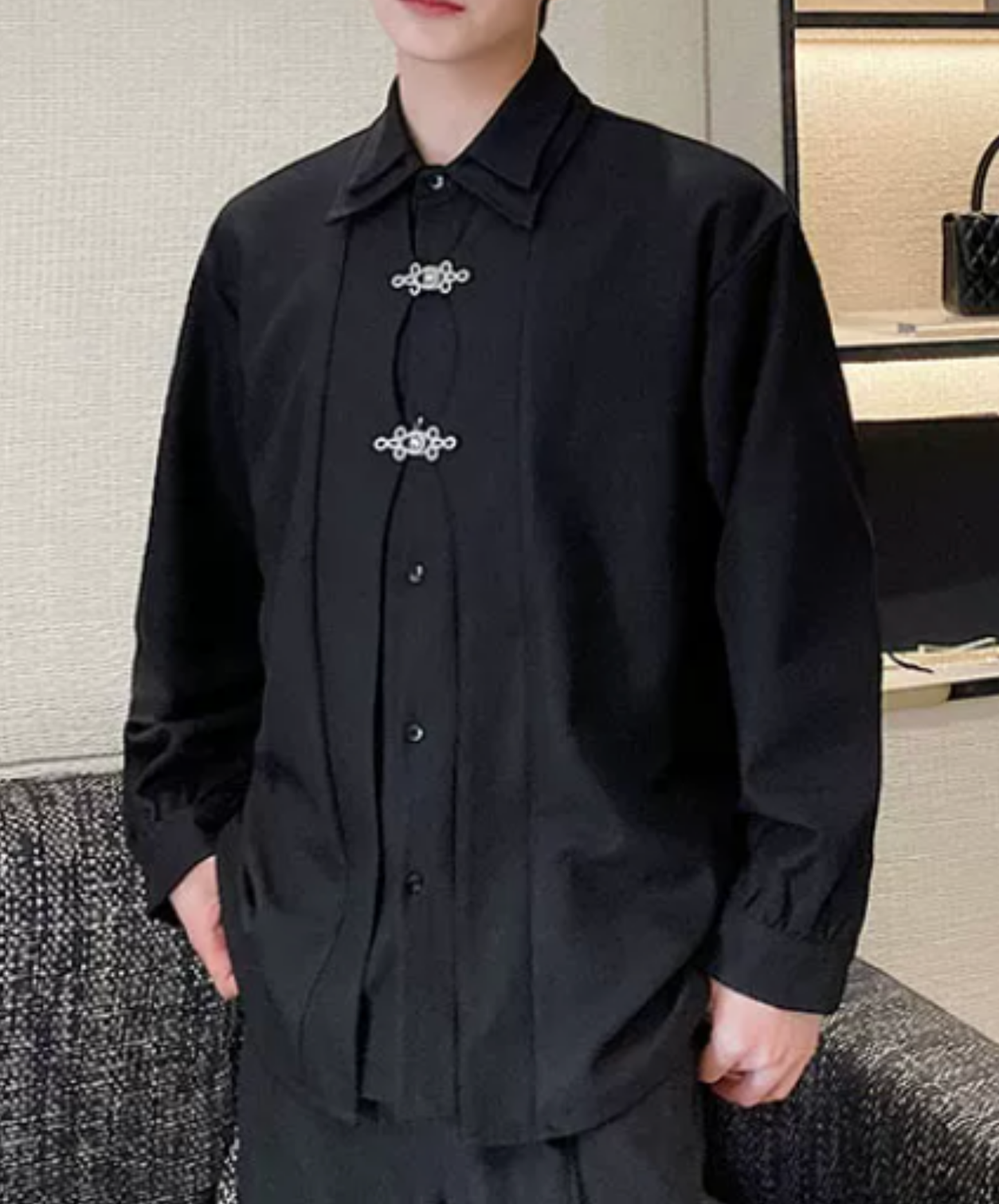 chinese-style button double collar shirt EN2849