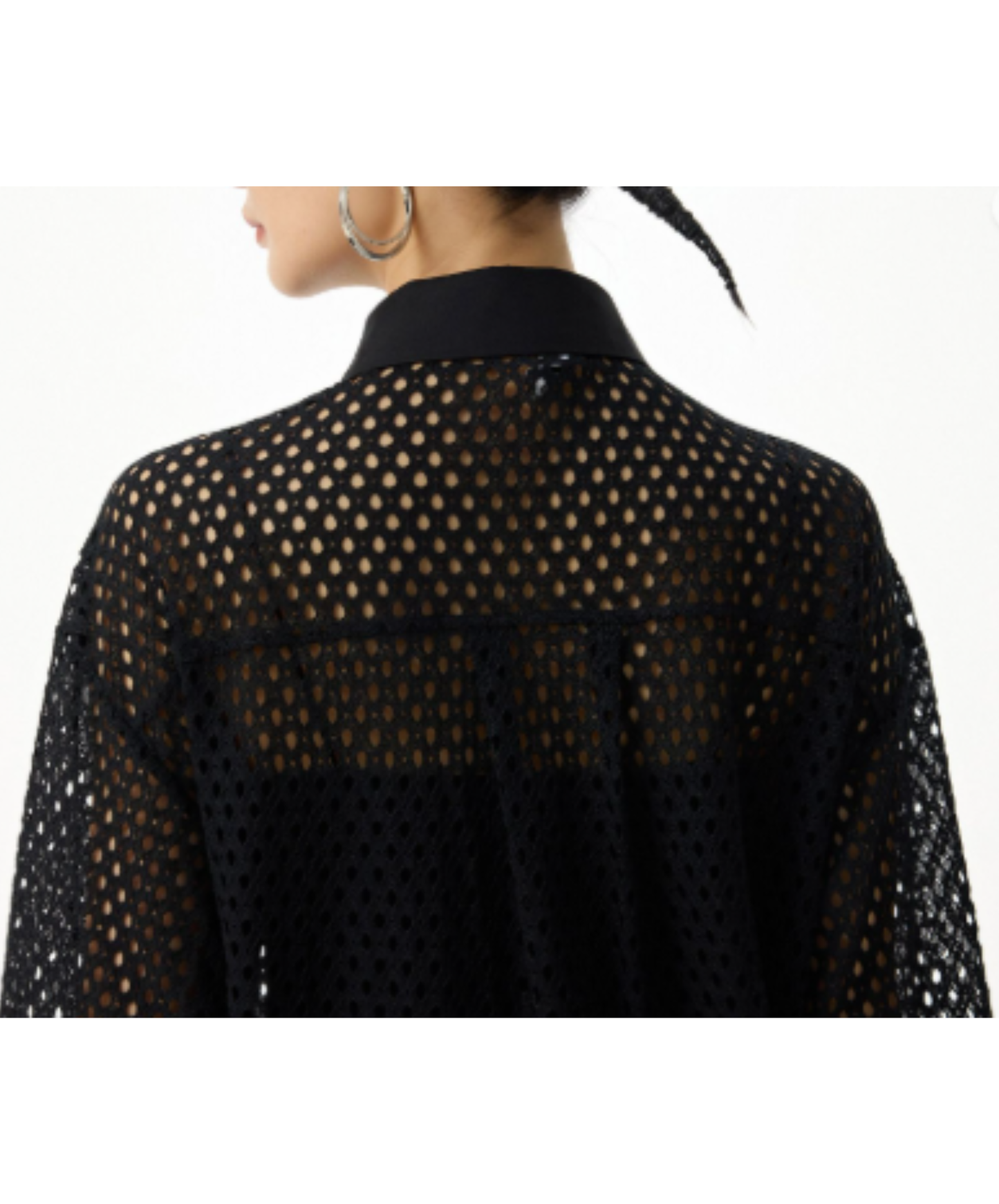 mesh patchwork sheer shirt EN2988