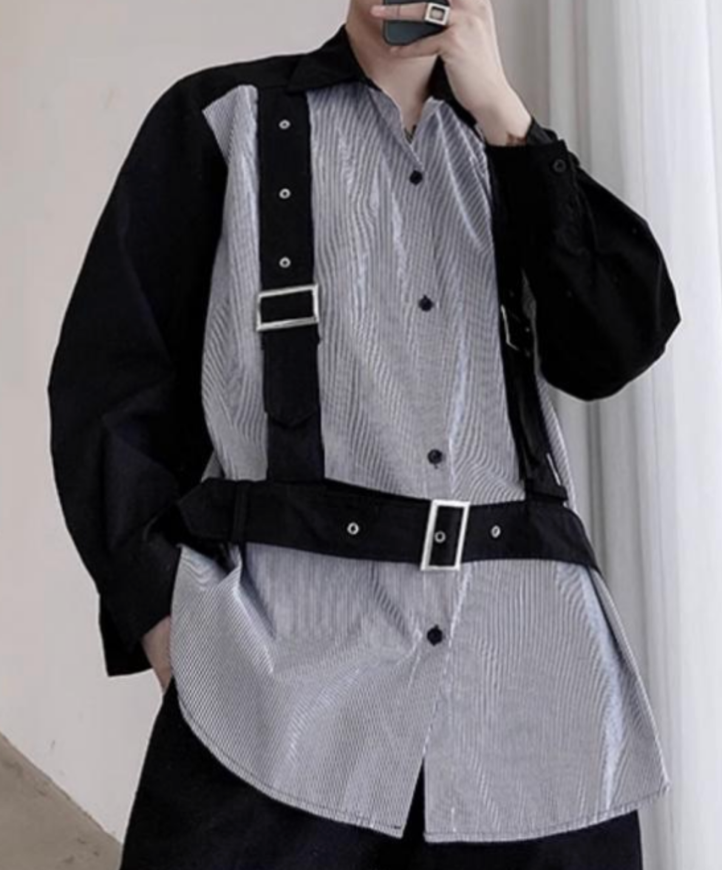 extra-thick belt with decorative stripes shirt EN2843