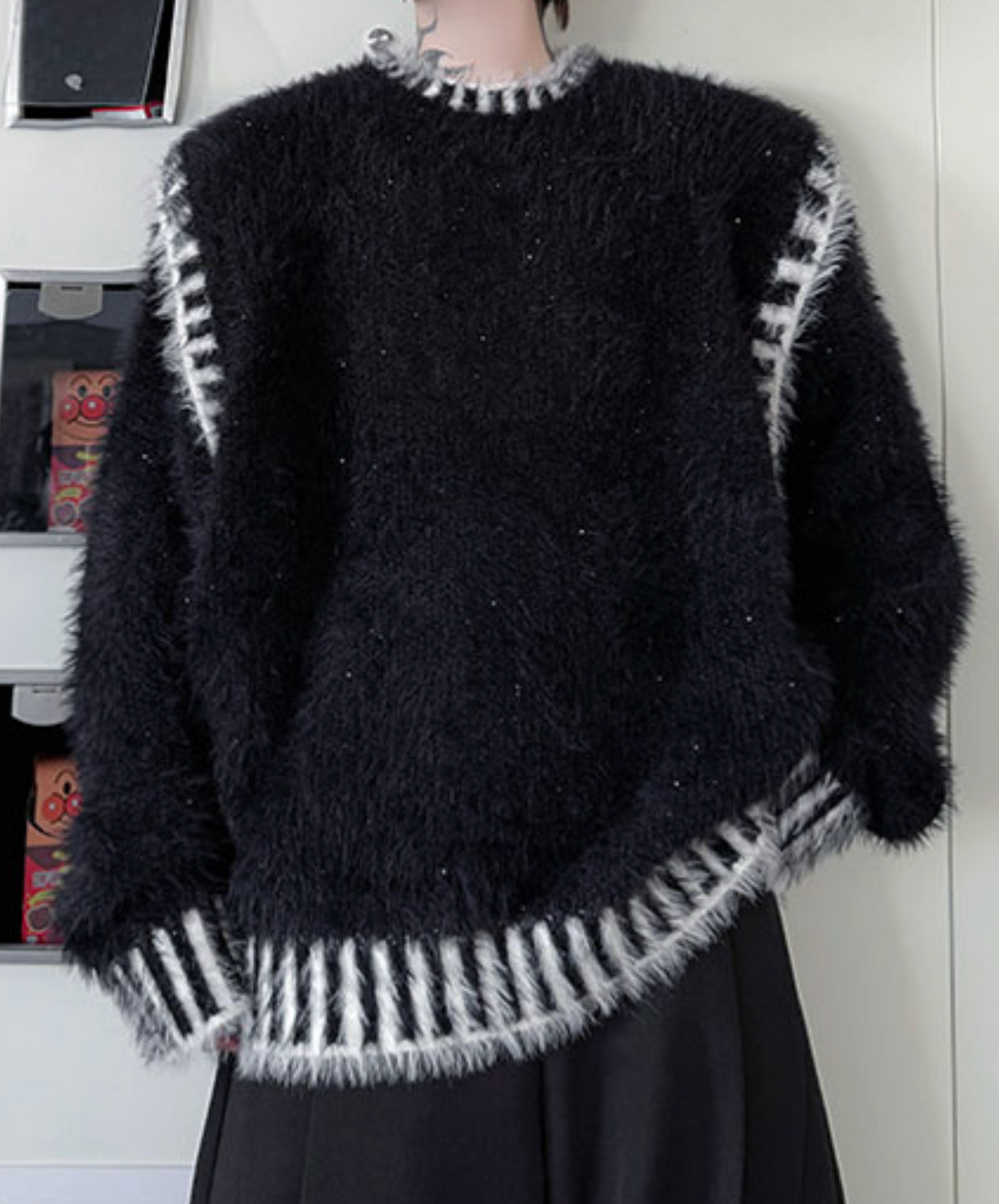 dark retro colorblock stitching sweater EN2532