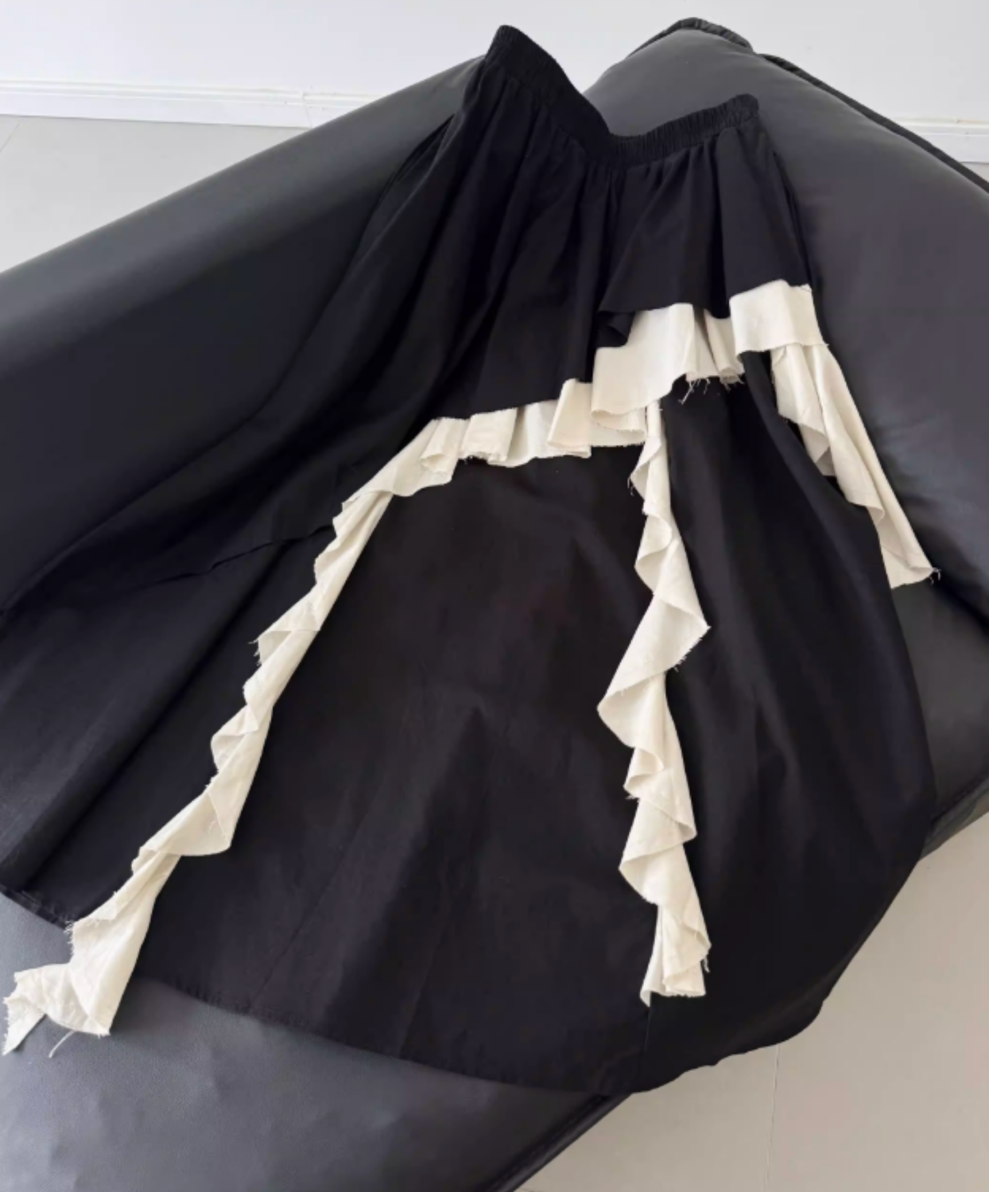 dark Irregular frills color block skirt EN2810