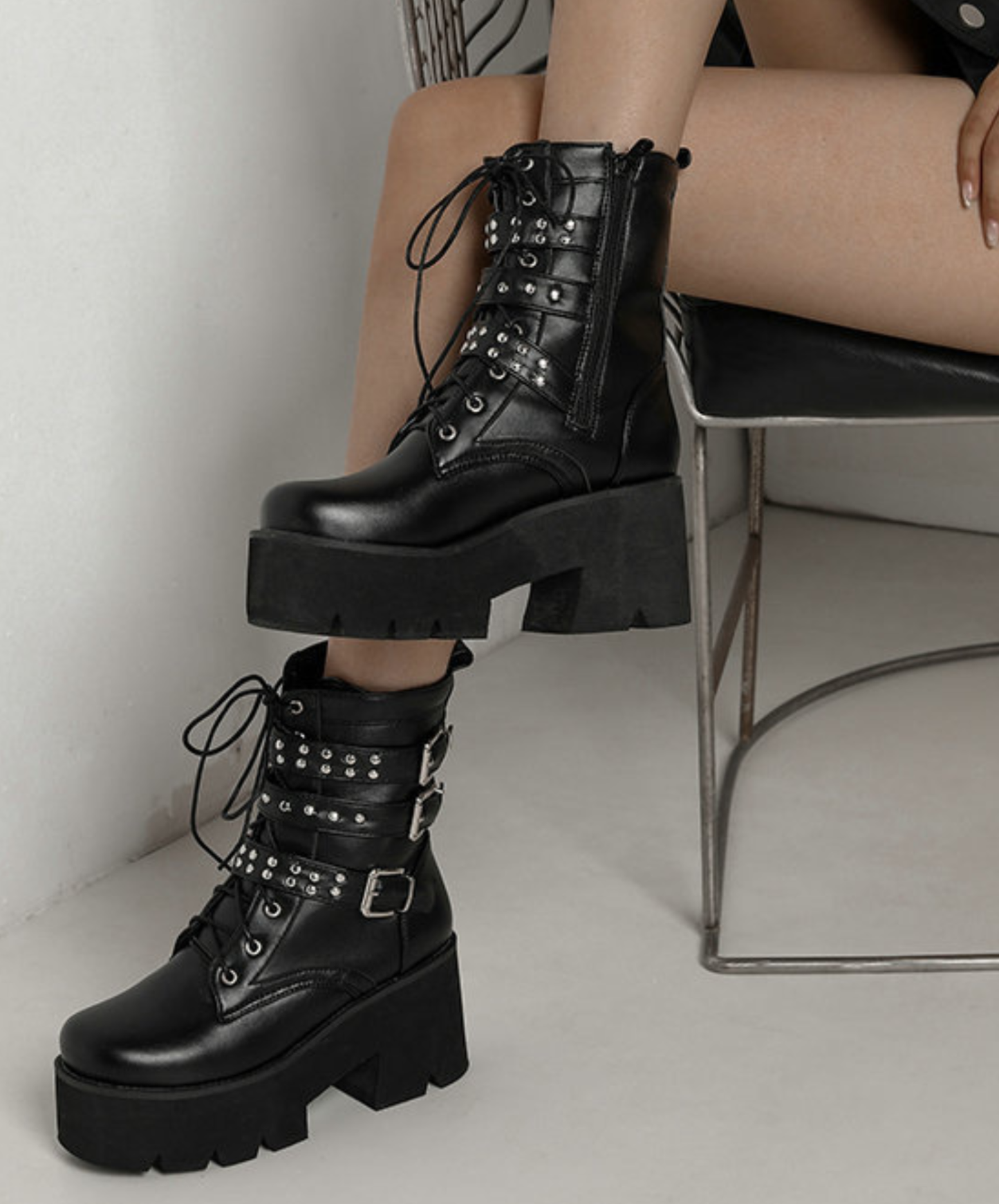 【style88】dark mode outfit set EN2679（shirt + pants + boots + ring set）