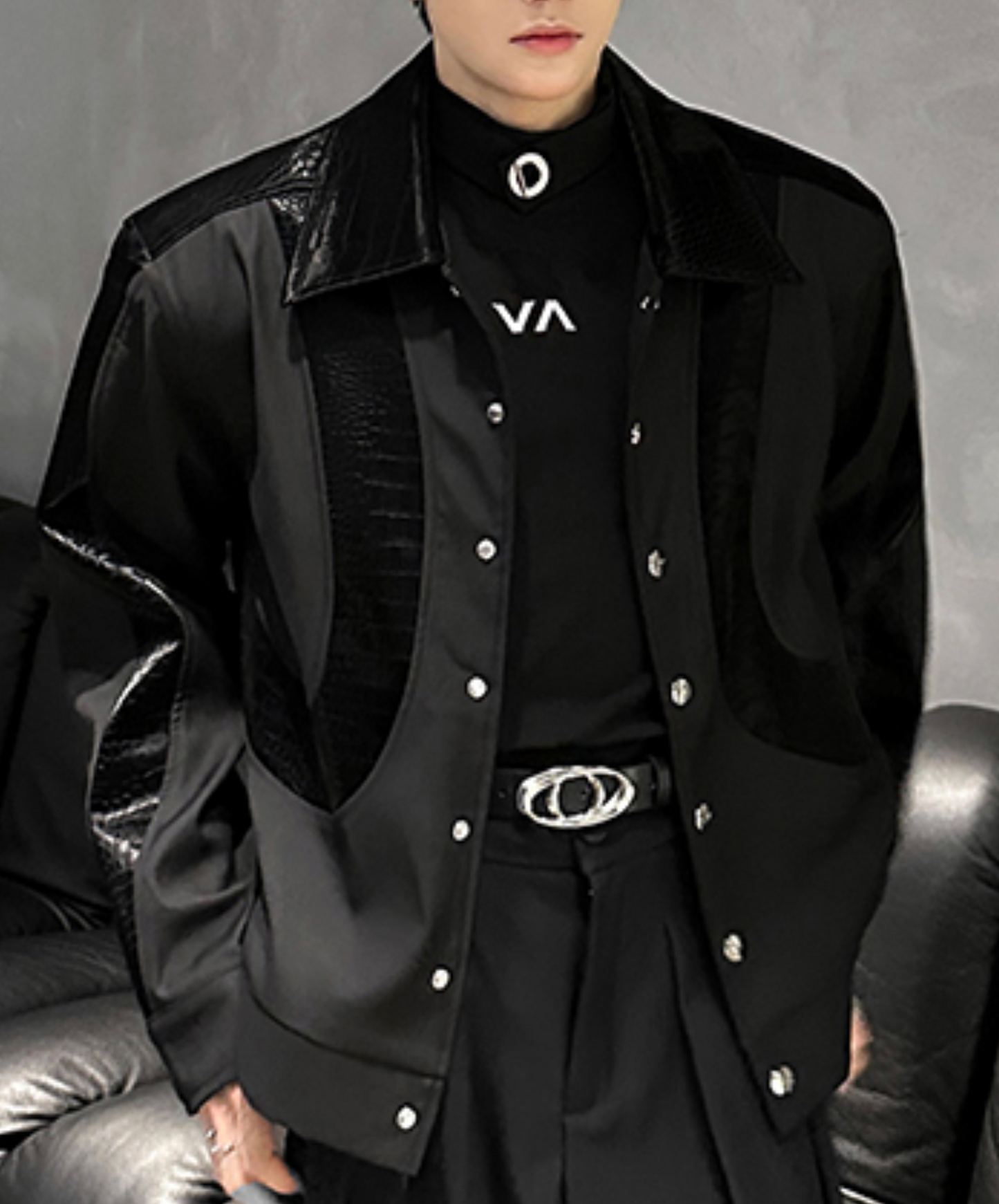 retro pu snakeskin pattern jacket EN2494