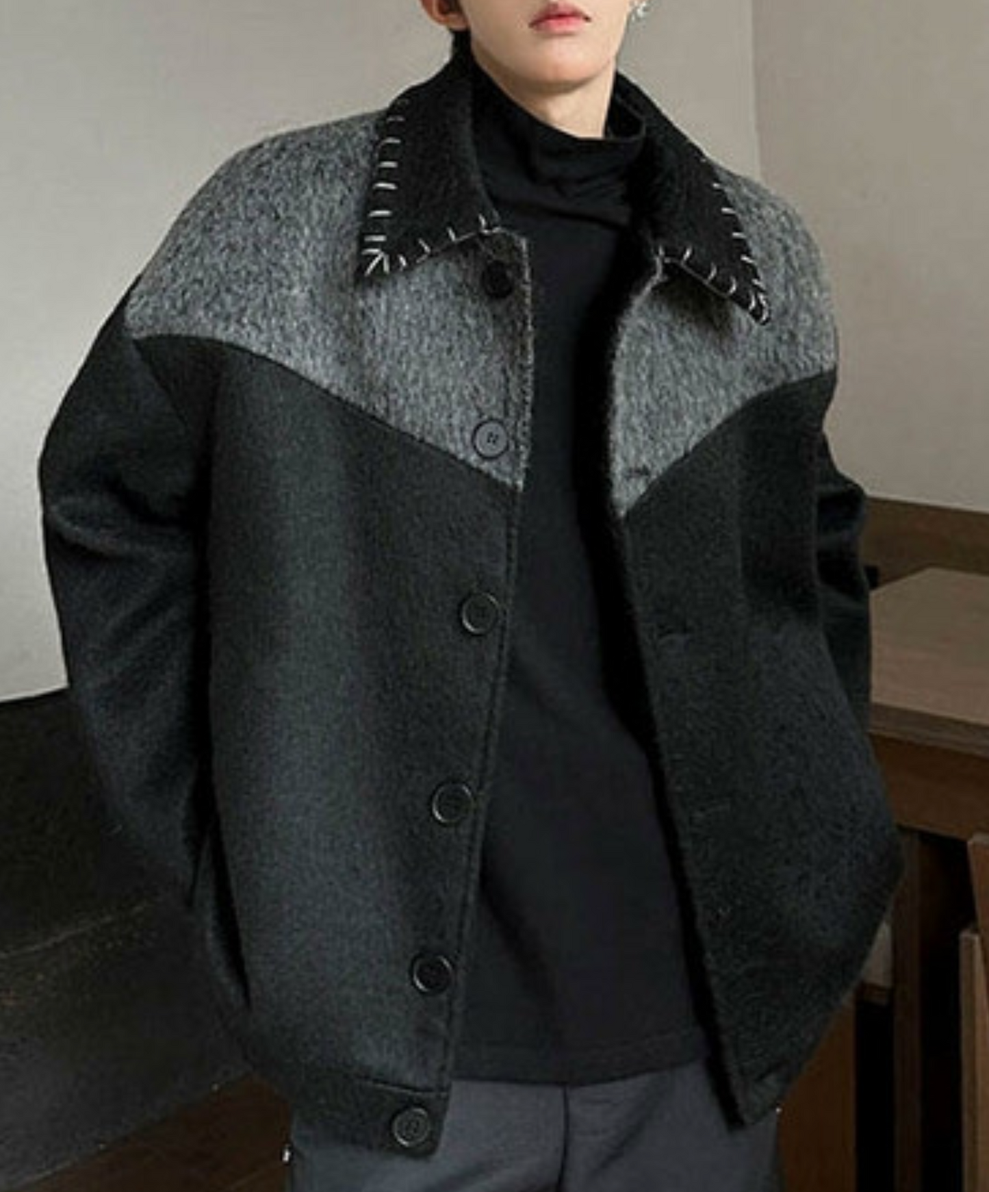 contrast color stitching jacket EN2385