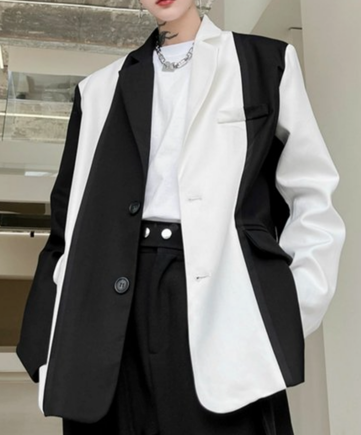 strong contrast stripe monotone jacket EN1916