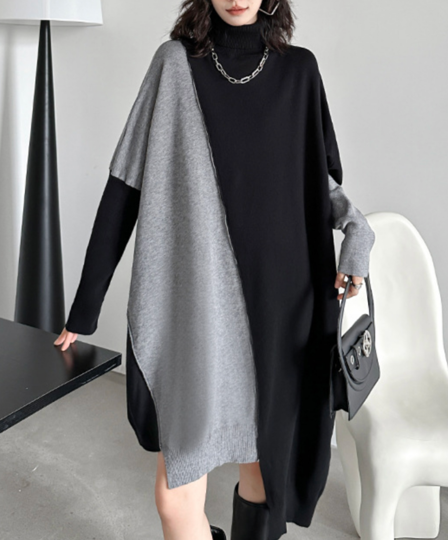 asymmetric two-tone sweatshirt EN2585