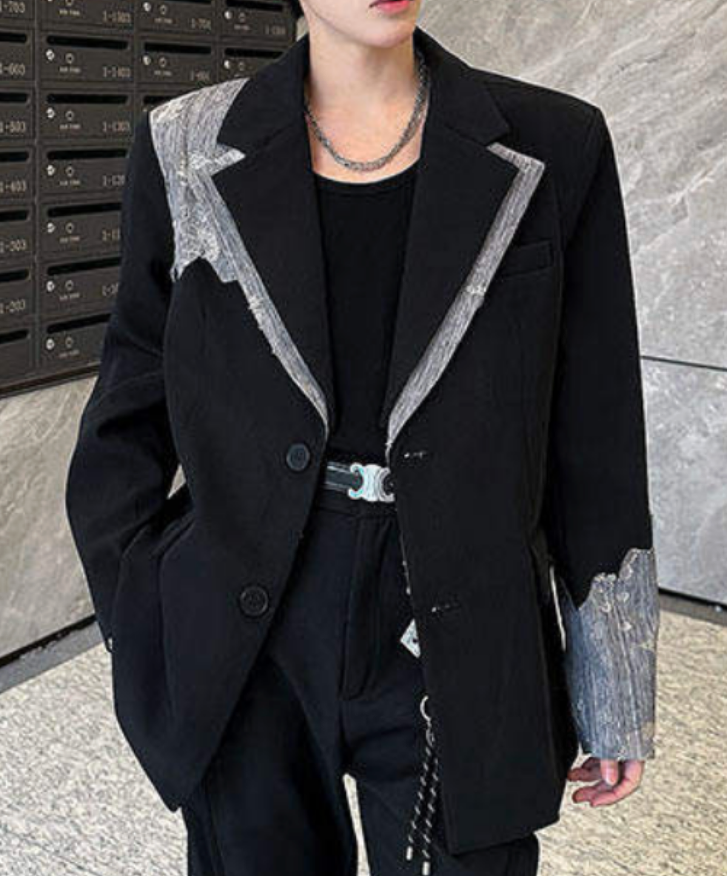 stylish lace trim jacket EN2689