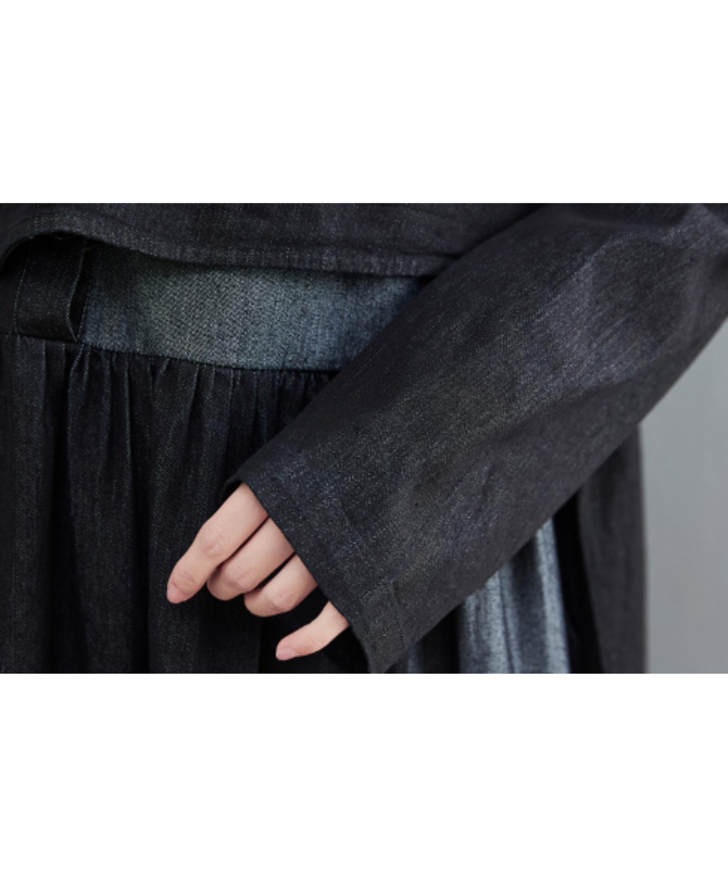 oversized style with denim paneling long shirt EN3067