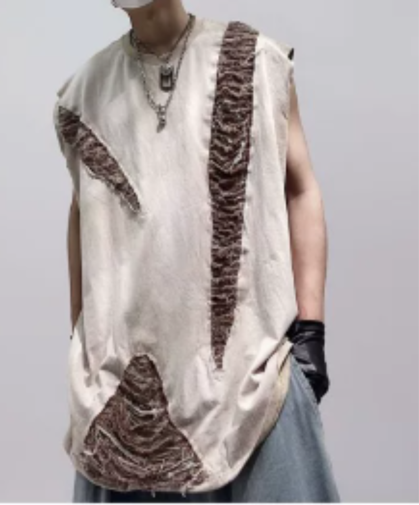 2-way crew neck distressed finish t-shirt EN2937