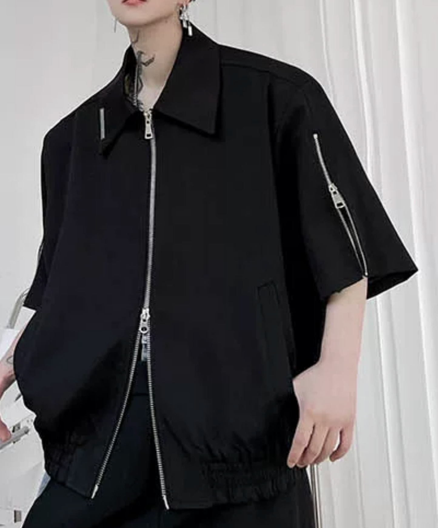 double zip-up short-sleeved jacket EN2864