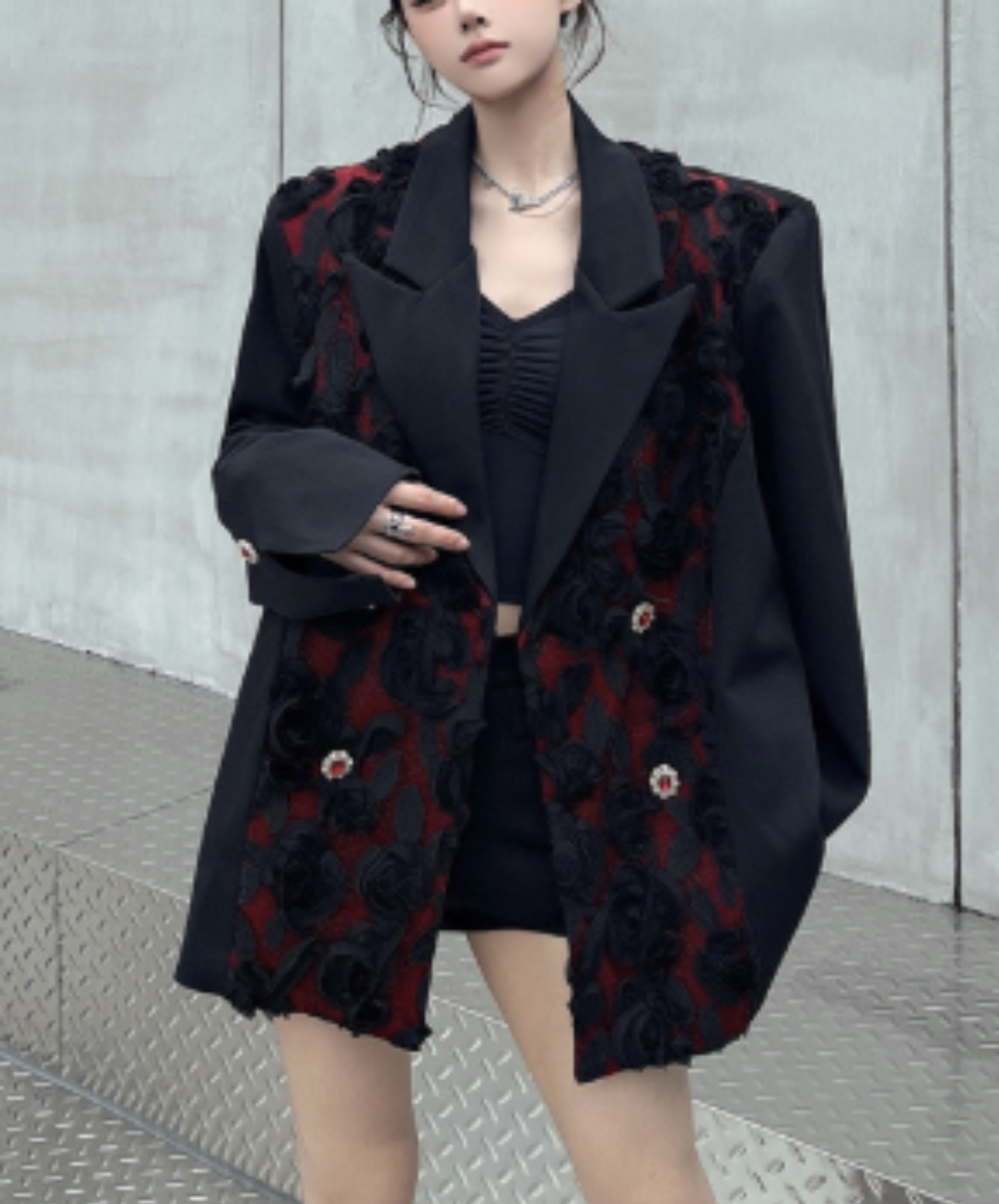 elegant rose motif jacket EN3092