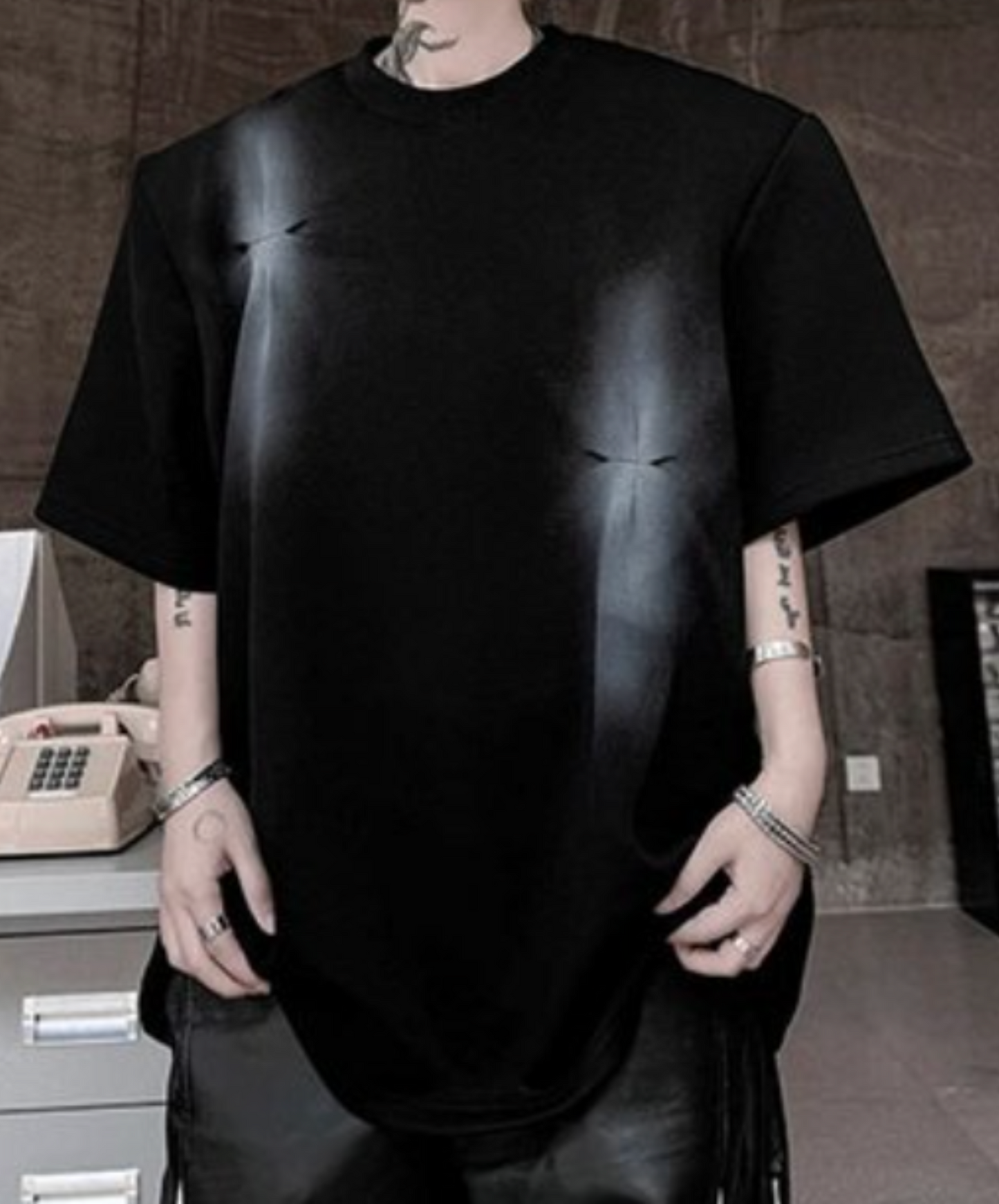 dark space-themed spray pattern t-shirt EN2097