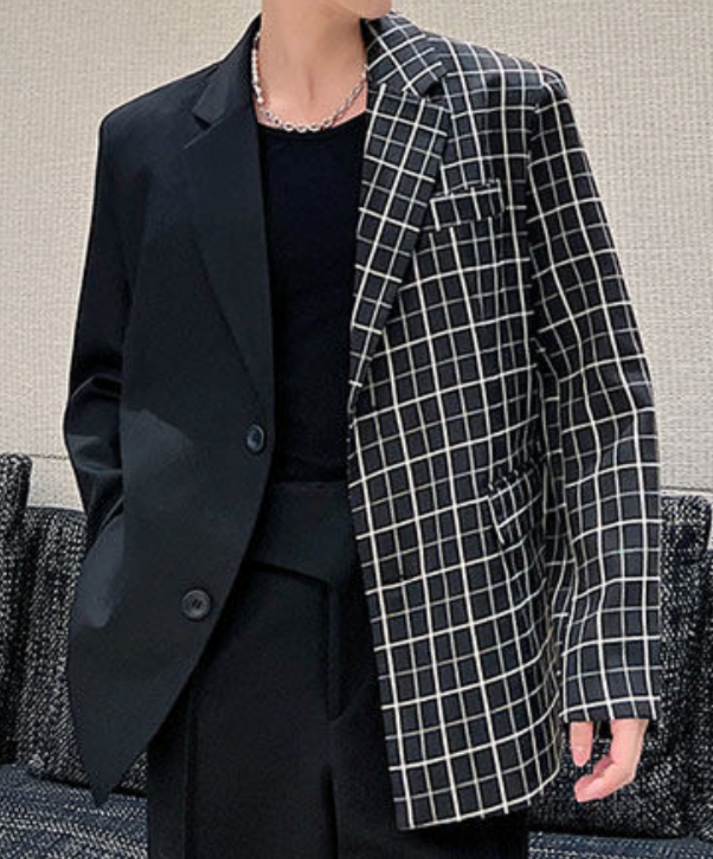 korean style oversized patchwork jacket EN2669