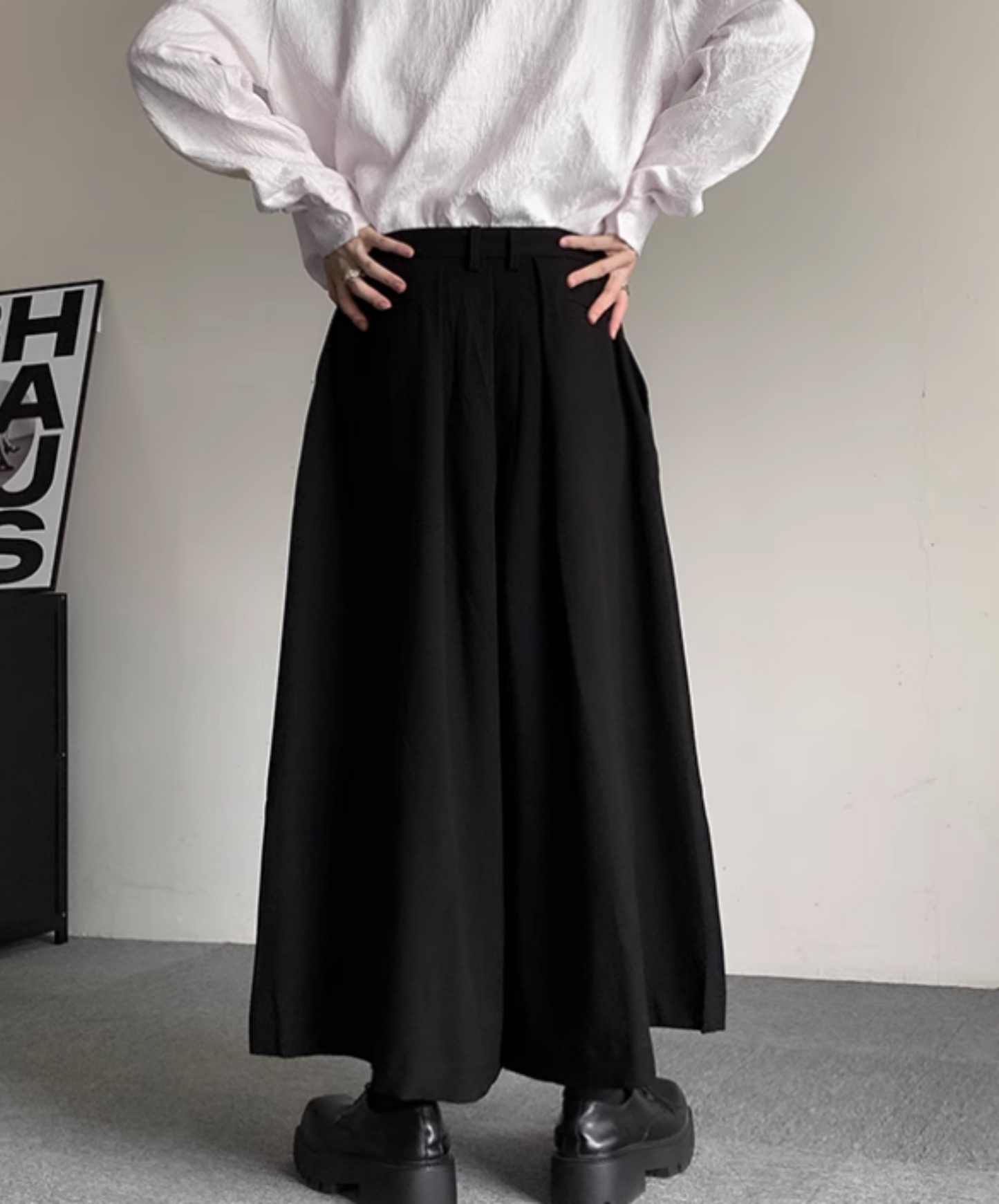 dark metal hoop wide pants EN1899