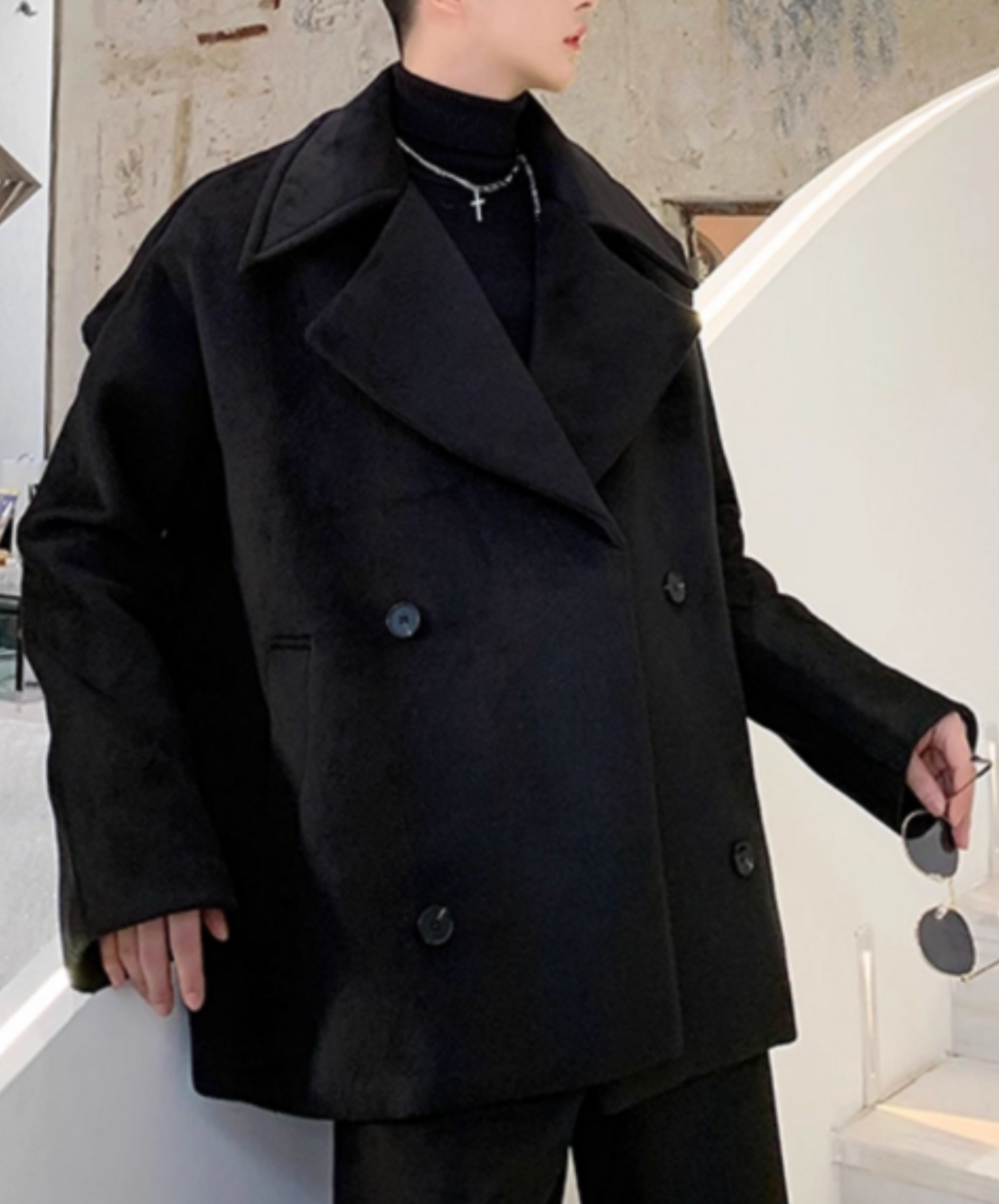 dark double-breasted with lapels jacket EN2528