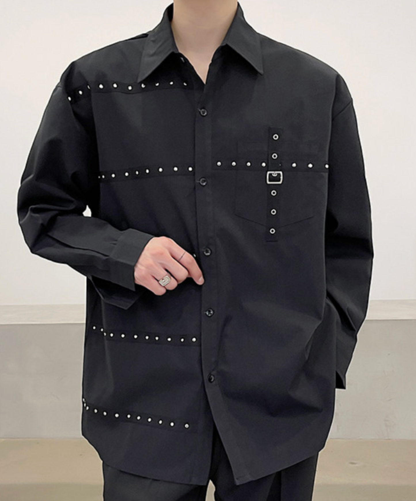 dark unique stud design shirt EN2668