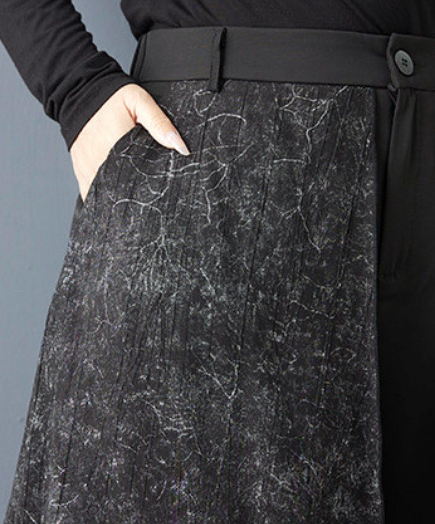 dark printed patchwork Irregular wide pants EN2727