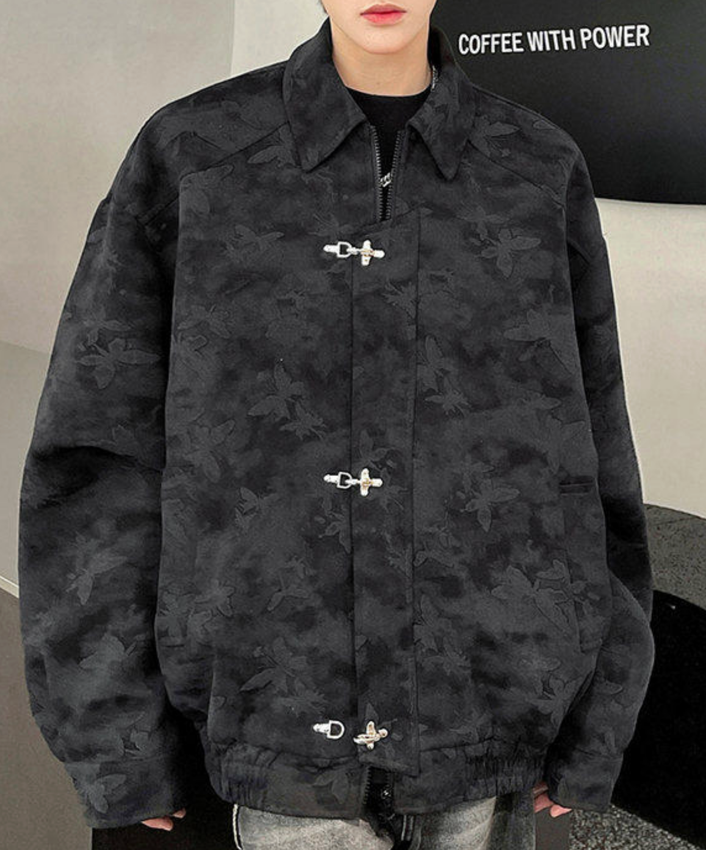 retro butterfly print fireman hook jacket EN2700