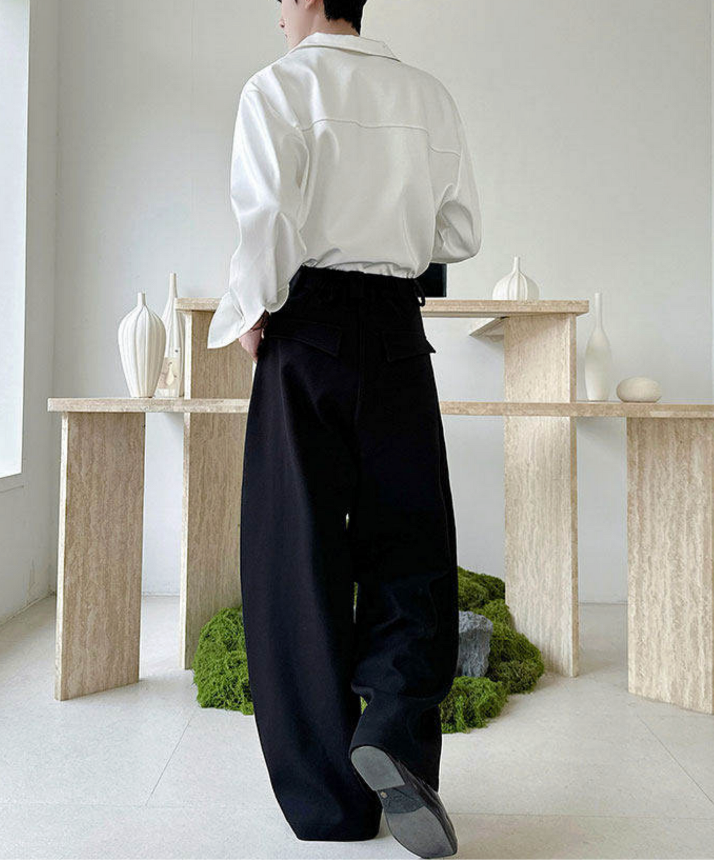 mid-high waist simple wide pants EN2711