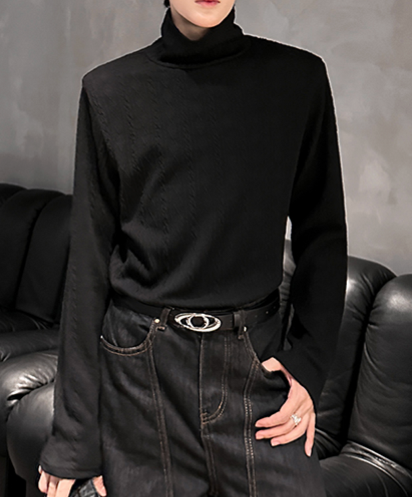 relaxed jacquard turtleneck t-shirt EN2520