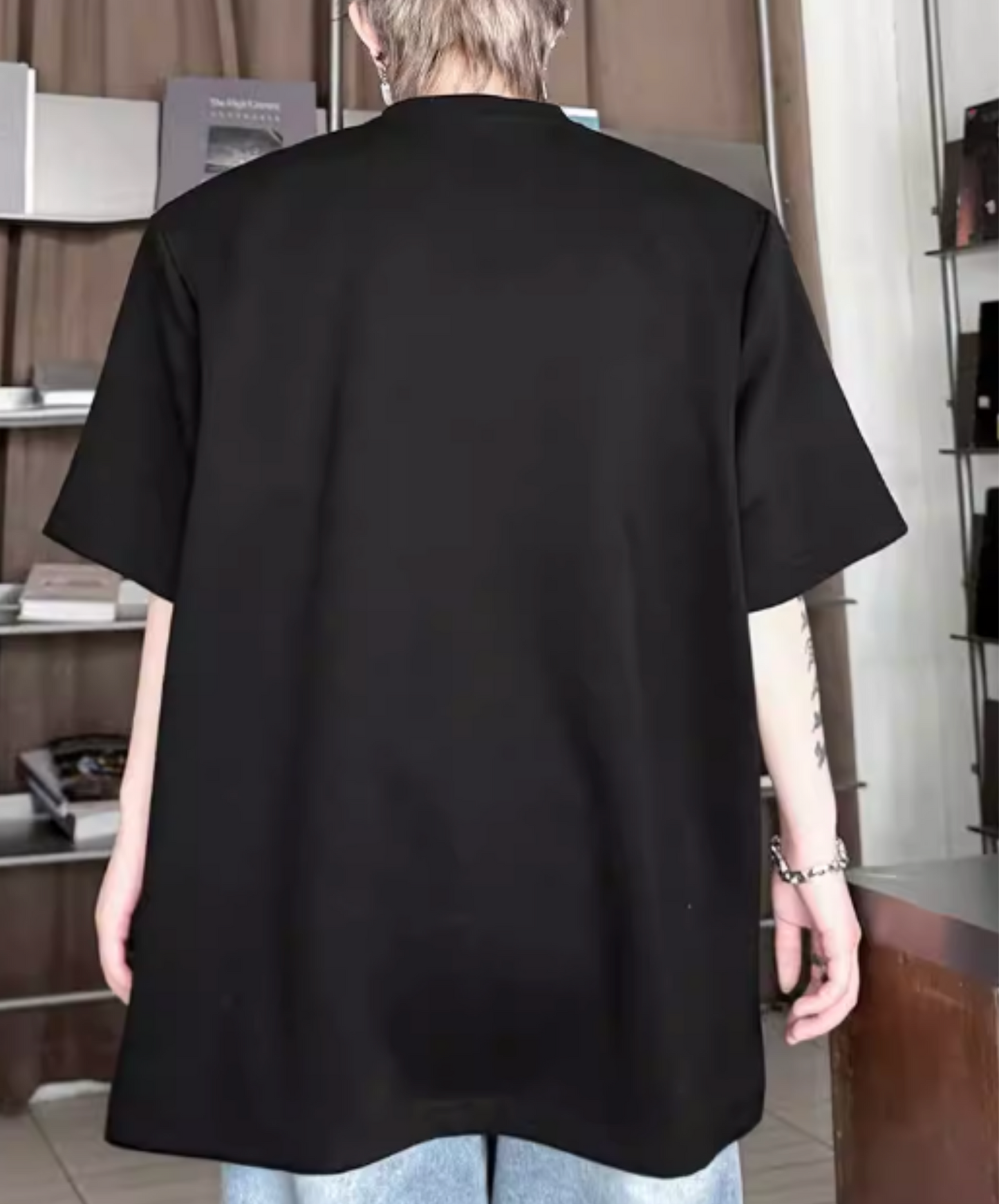 sparkling star motif bead decoration t-shirt EN2827