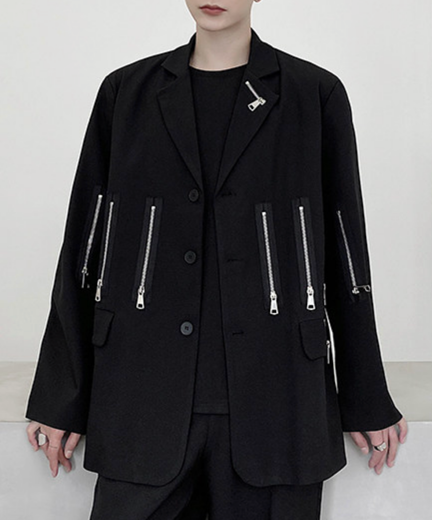 multiple metal zipper decoration jacket EN2754