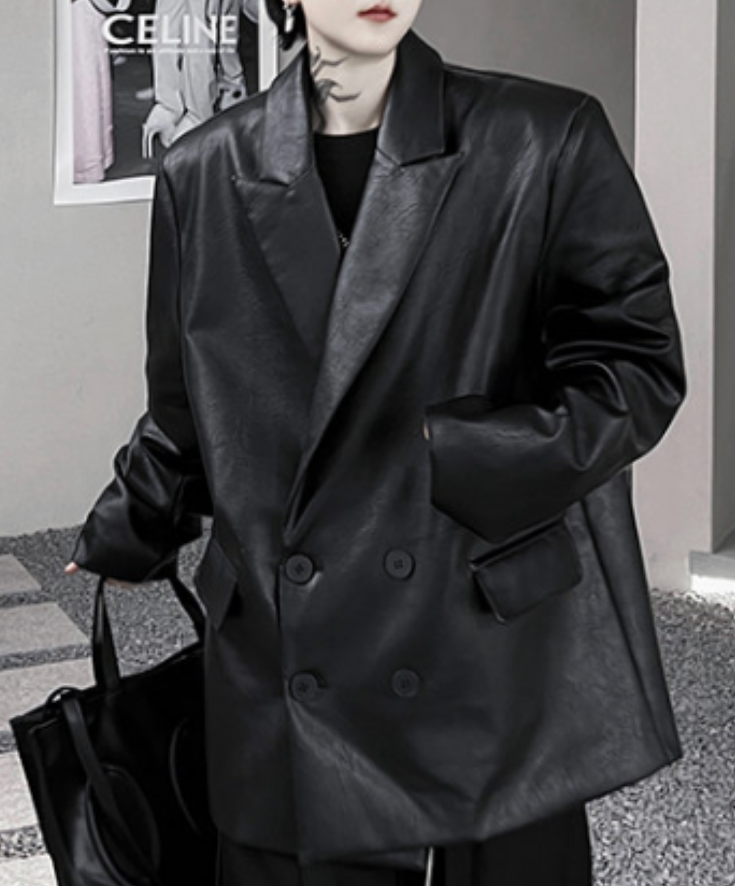 dark retro distressed pu leather jacket EN2704