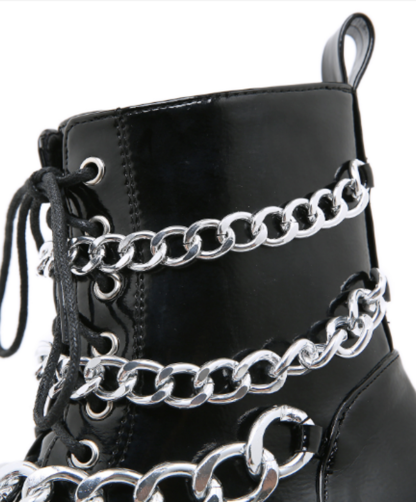 triple chain enamel zip up boots EN2003