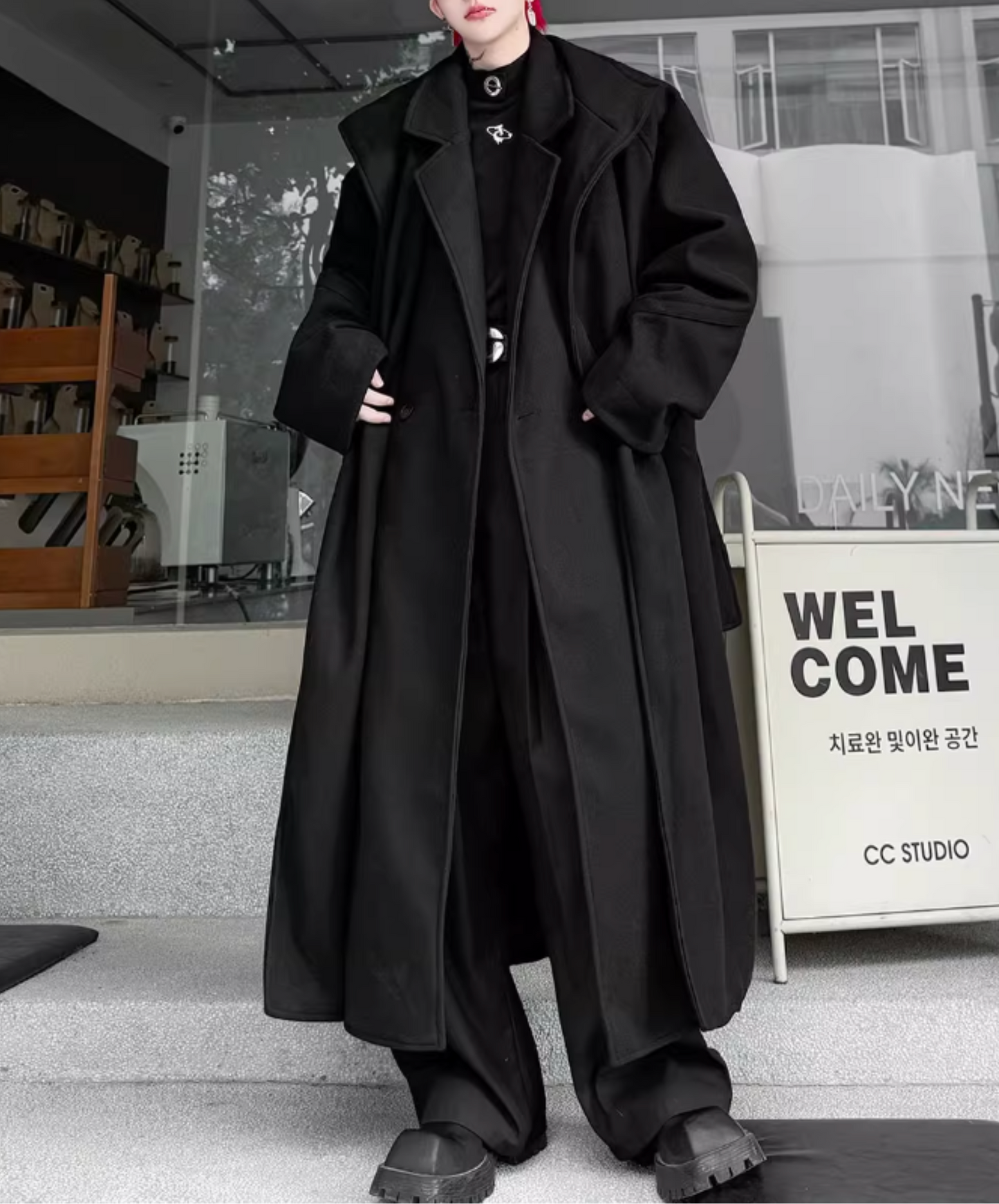 fake two-piece mid-length coat EN2562