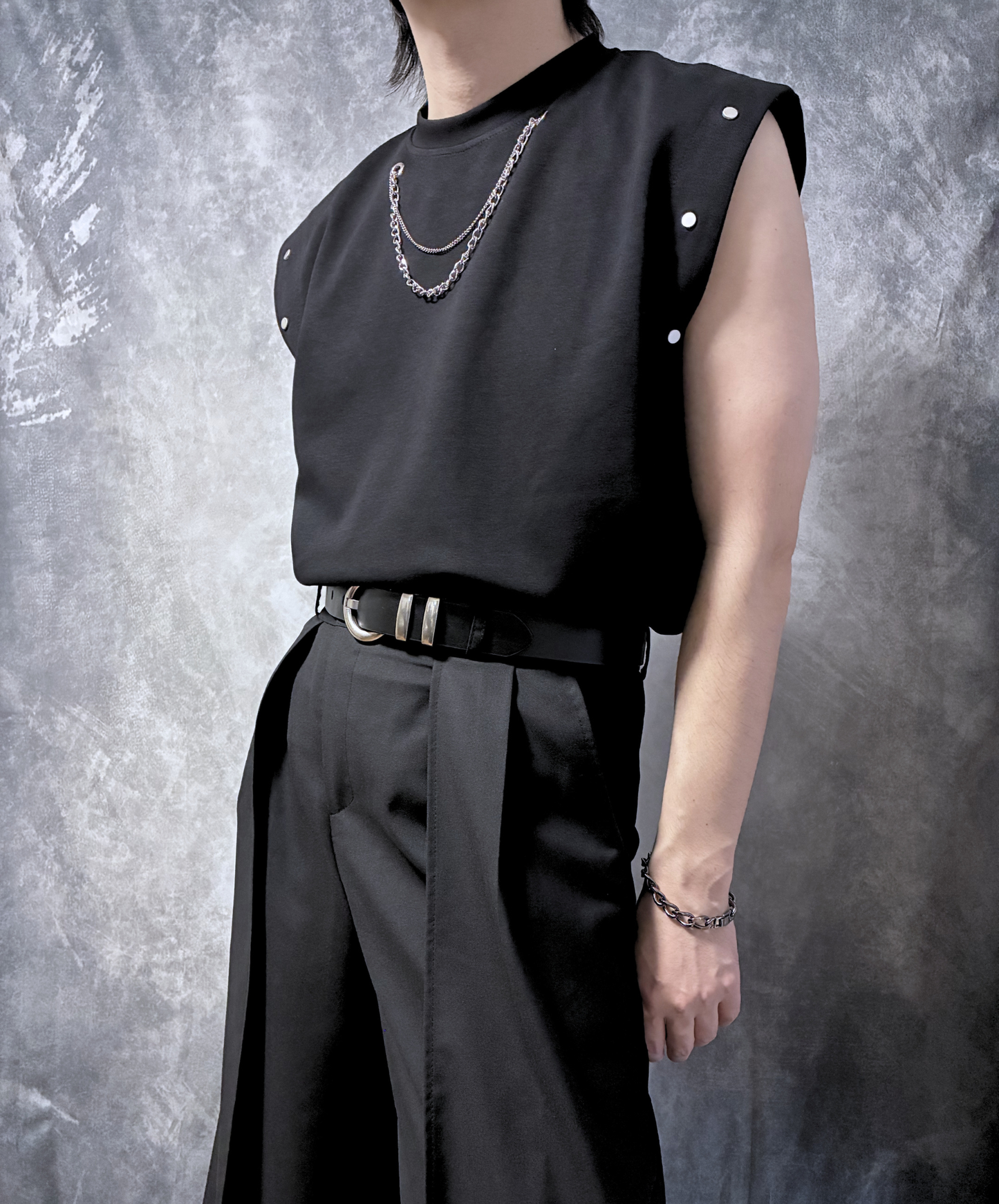 detachable sleeve chain decoration t-shirt EN2856