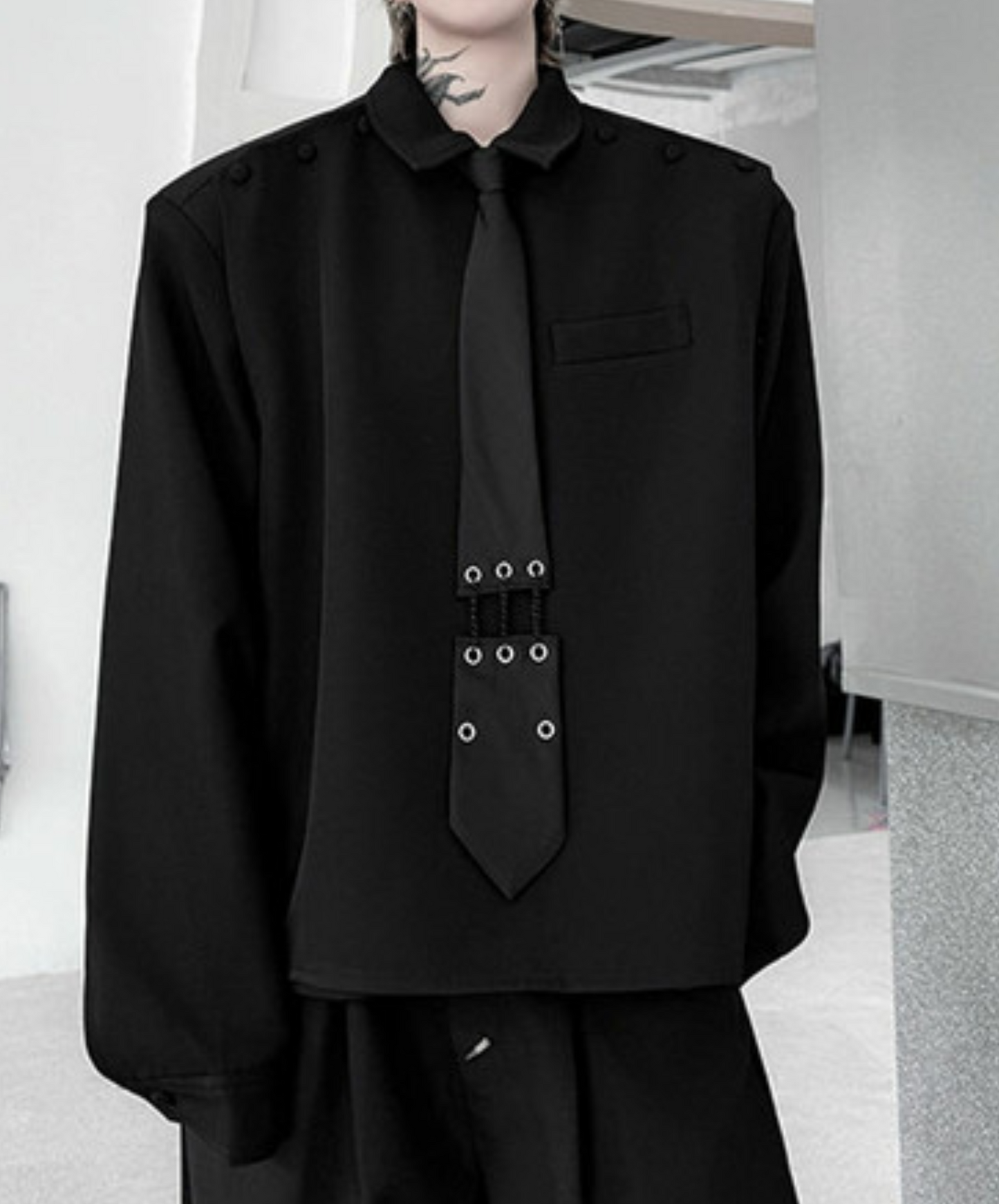 dark special design tie included shirt EN2382