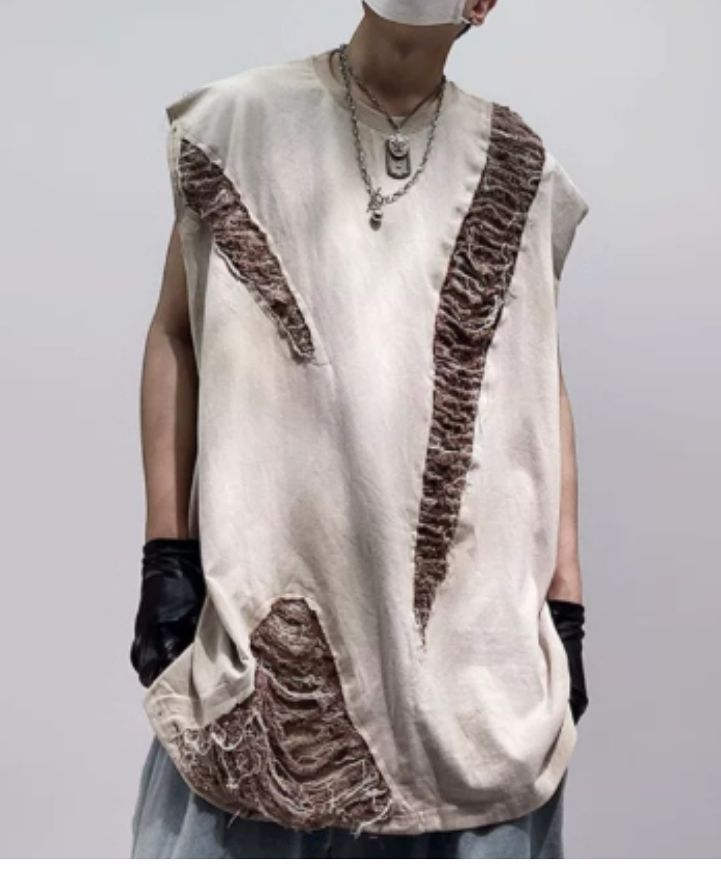 2-way crew neck distressed finish t-shirt EN2937