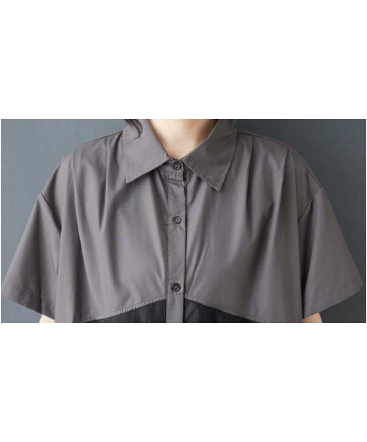 dark mesh patchwork long shirt EN3054