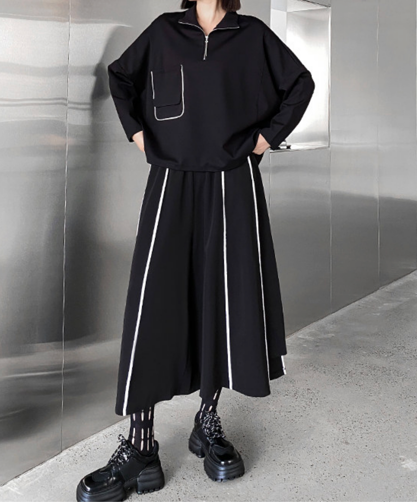 batwing sleeve white line sweatshirts EN2709