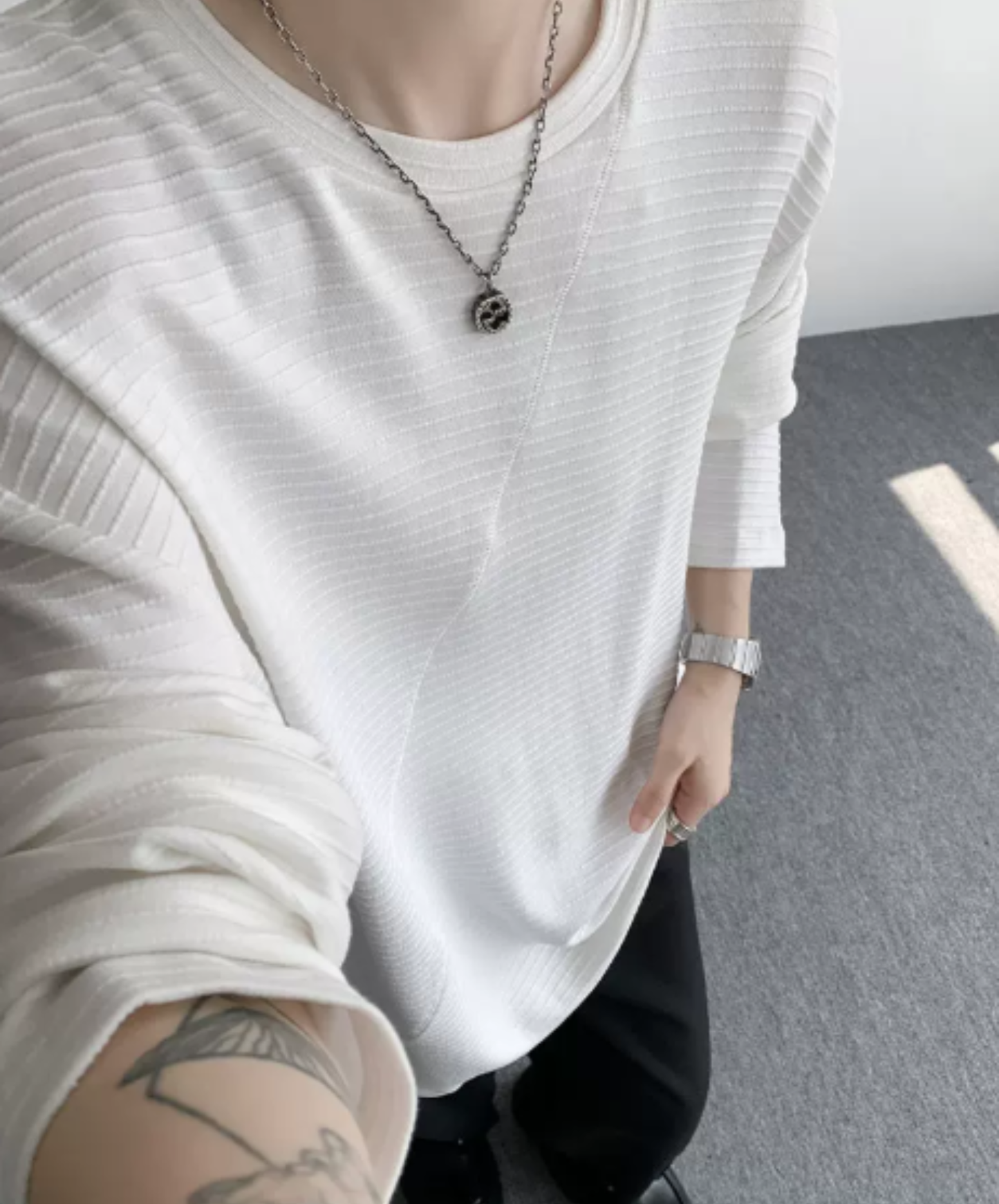 brushed finish with border t-shirt EN3126