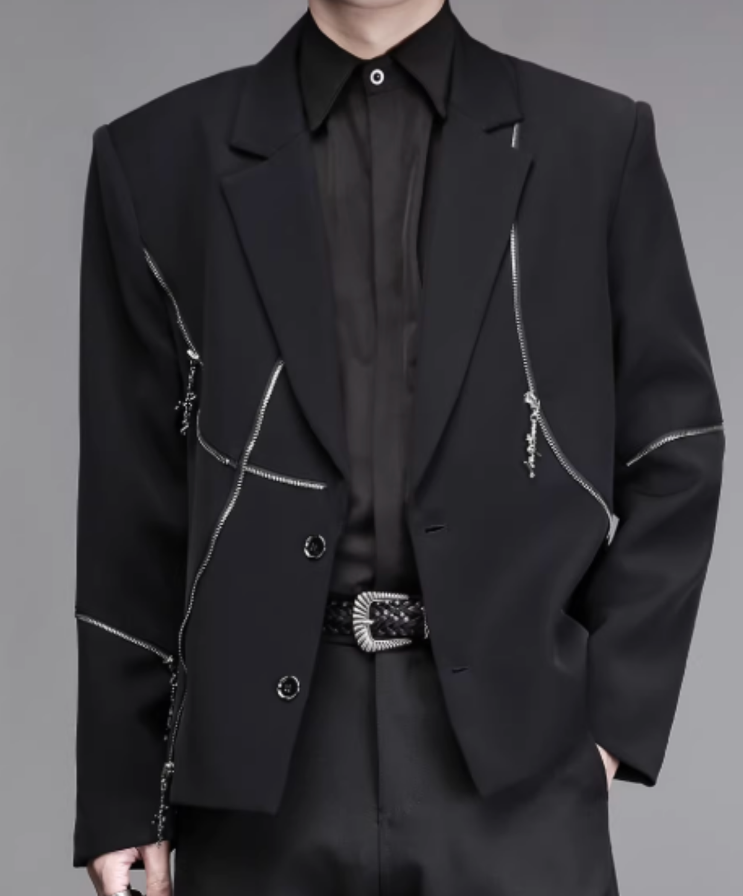 punk style asymmetrical zipper jacket EN2801