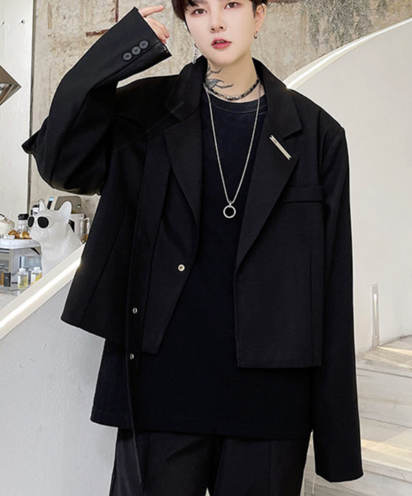 dark short blazer style jacket EN2672