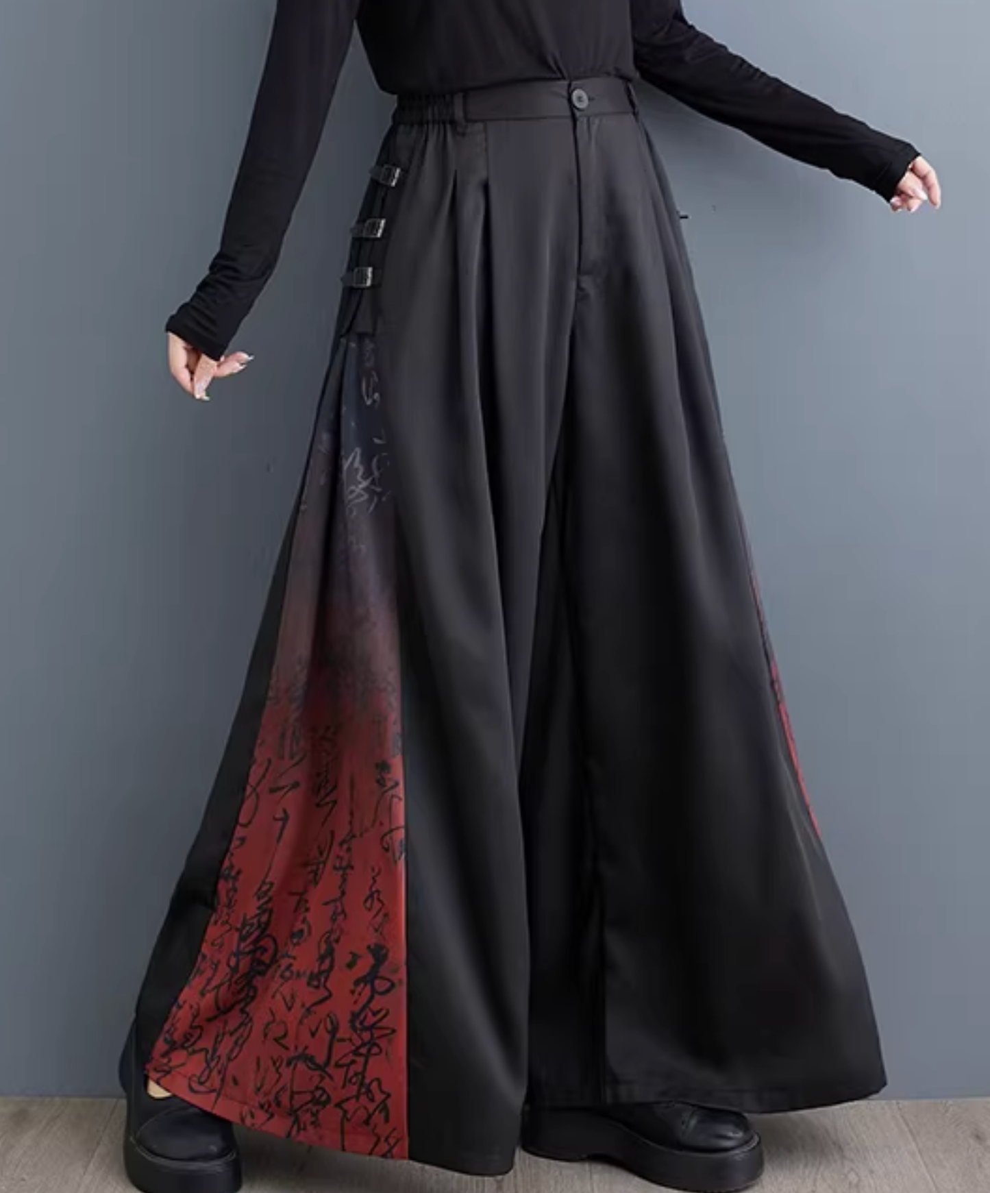 side-tucked high waist wide pants EN2795