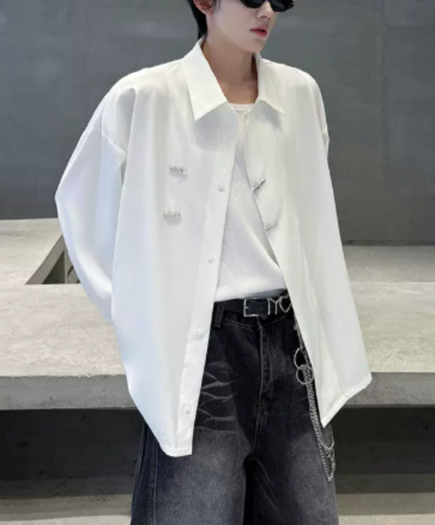 retro chinese-style metal button shirt EN3127