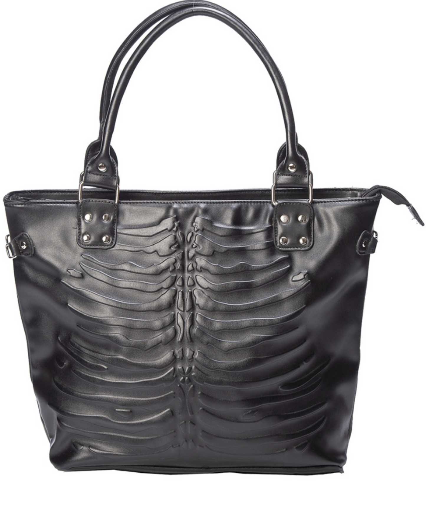 dark gothic bone embossed tote bag EN1771