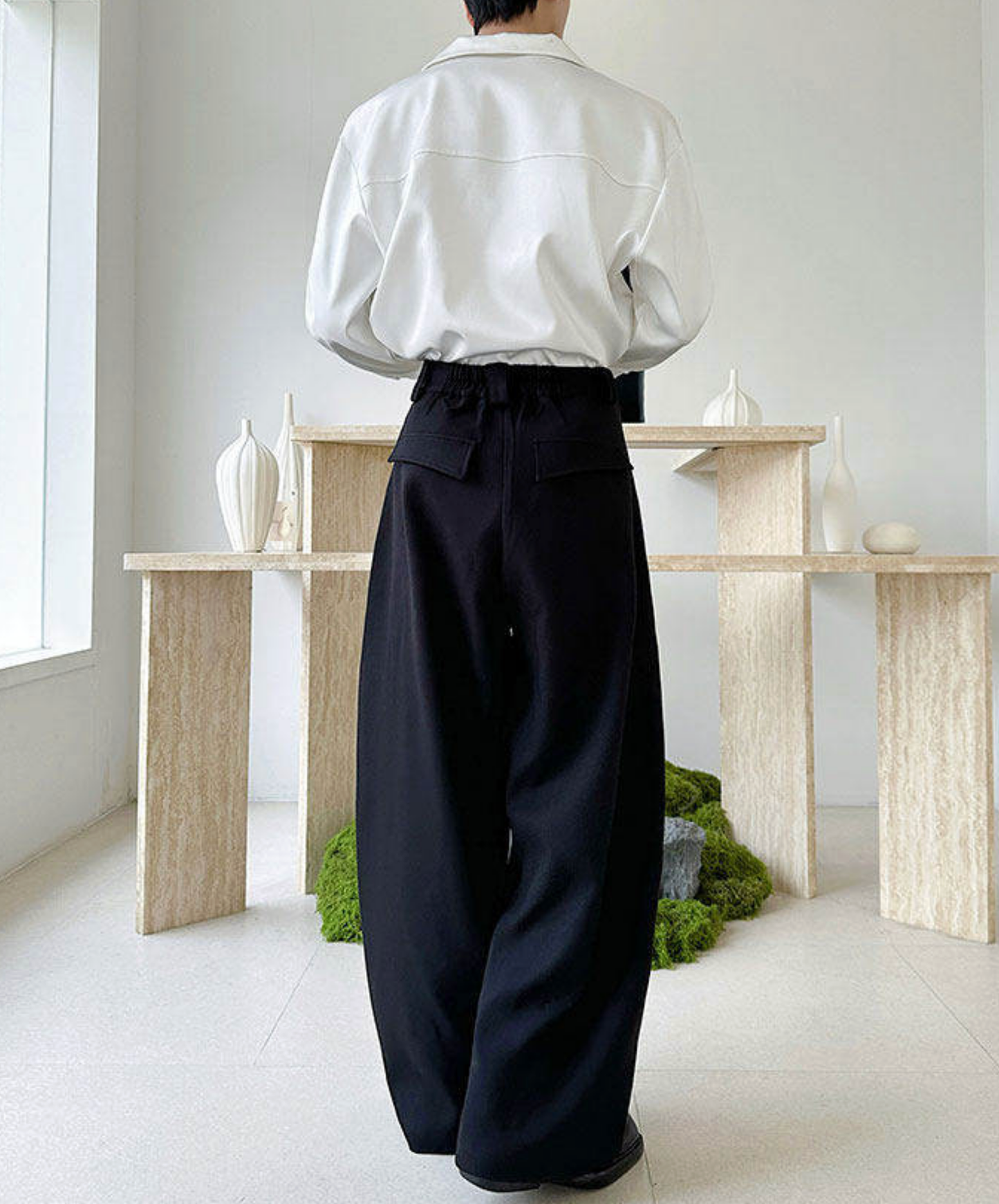 mid-high waist simple wide pants EN2711