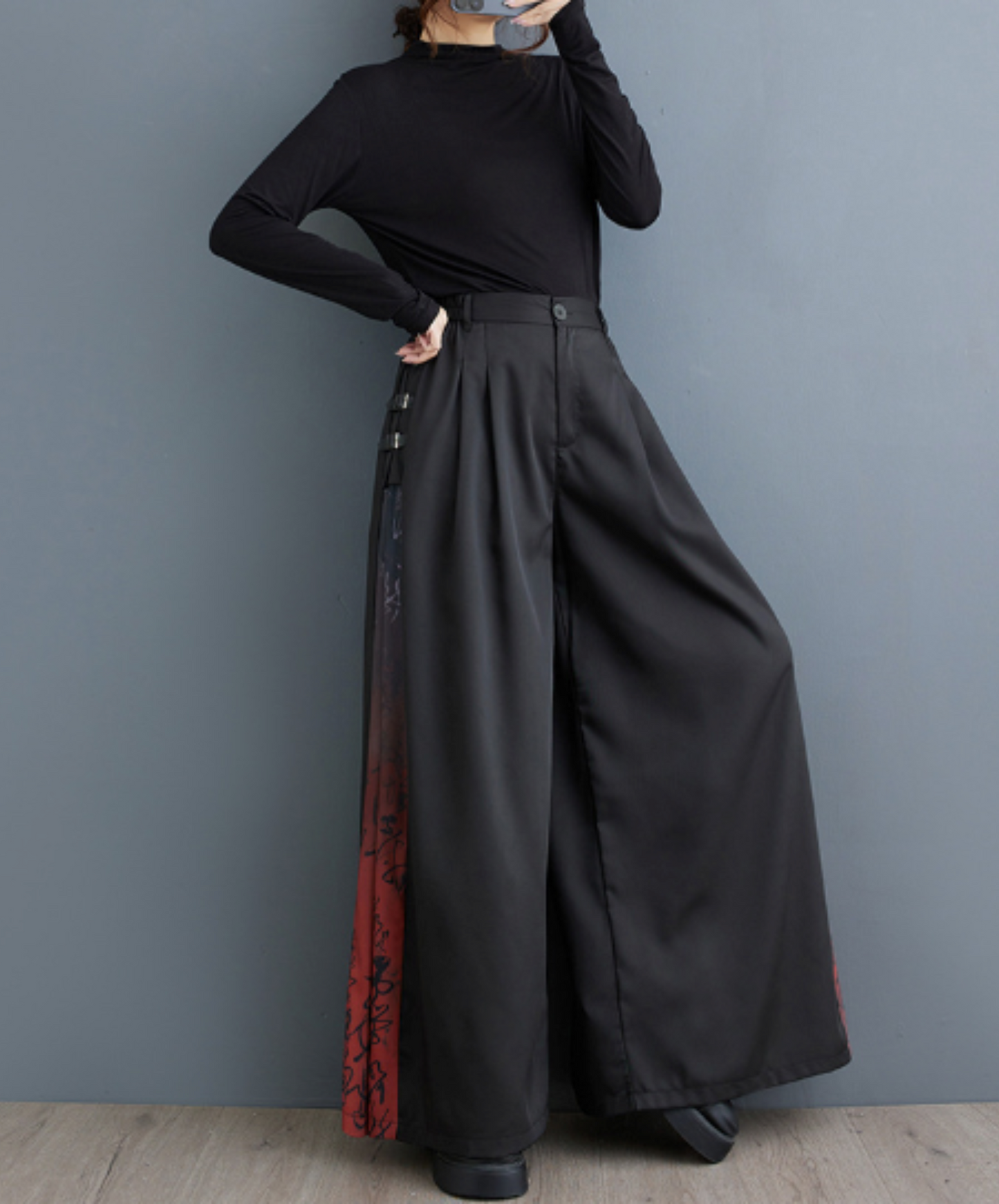 color print side parts hakama pants EN2001