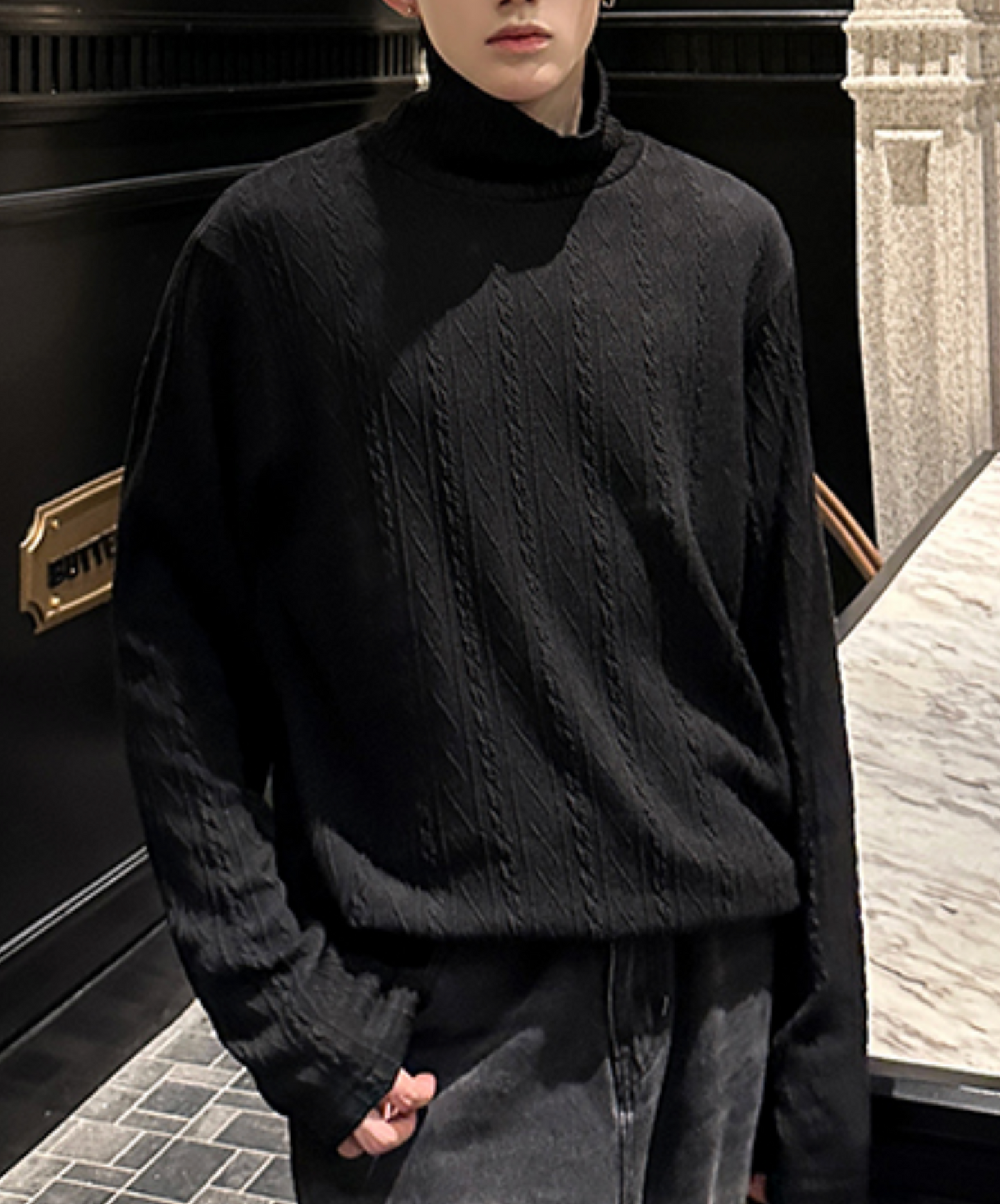 relaxed jacquard turtleneck t-shirt EN2520