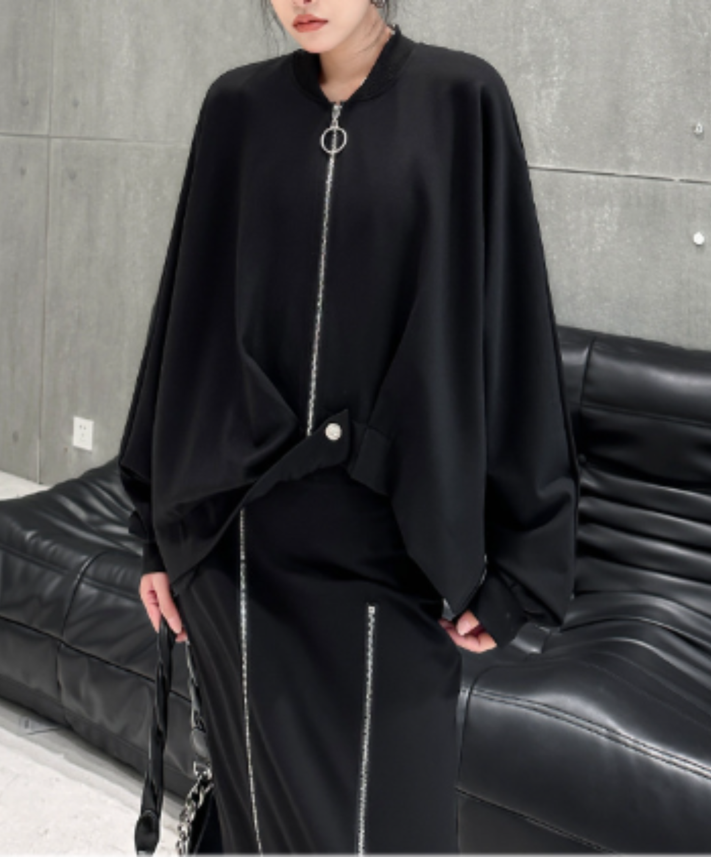 cropped length with ring zipper jacket EN3110