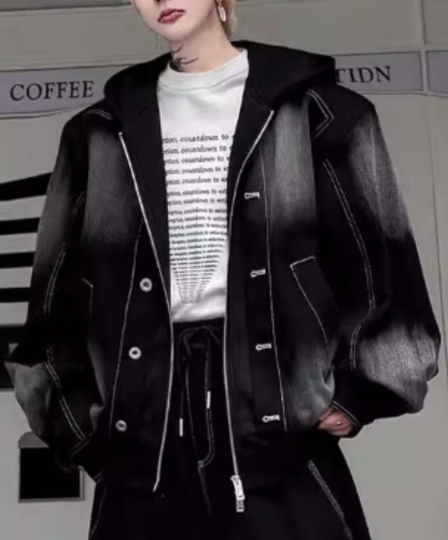 american retro patchwork denim hoodie EN2717