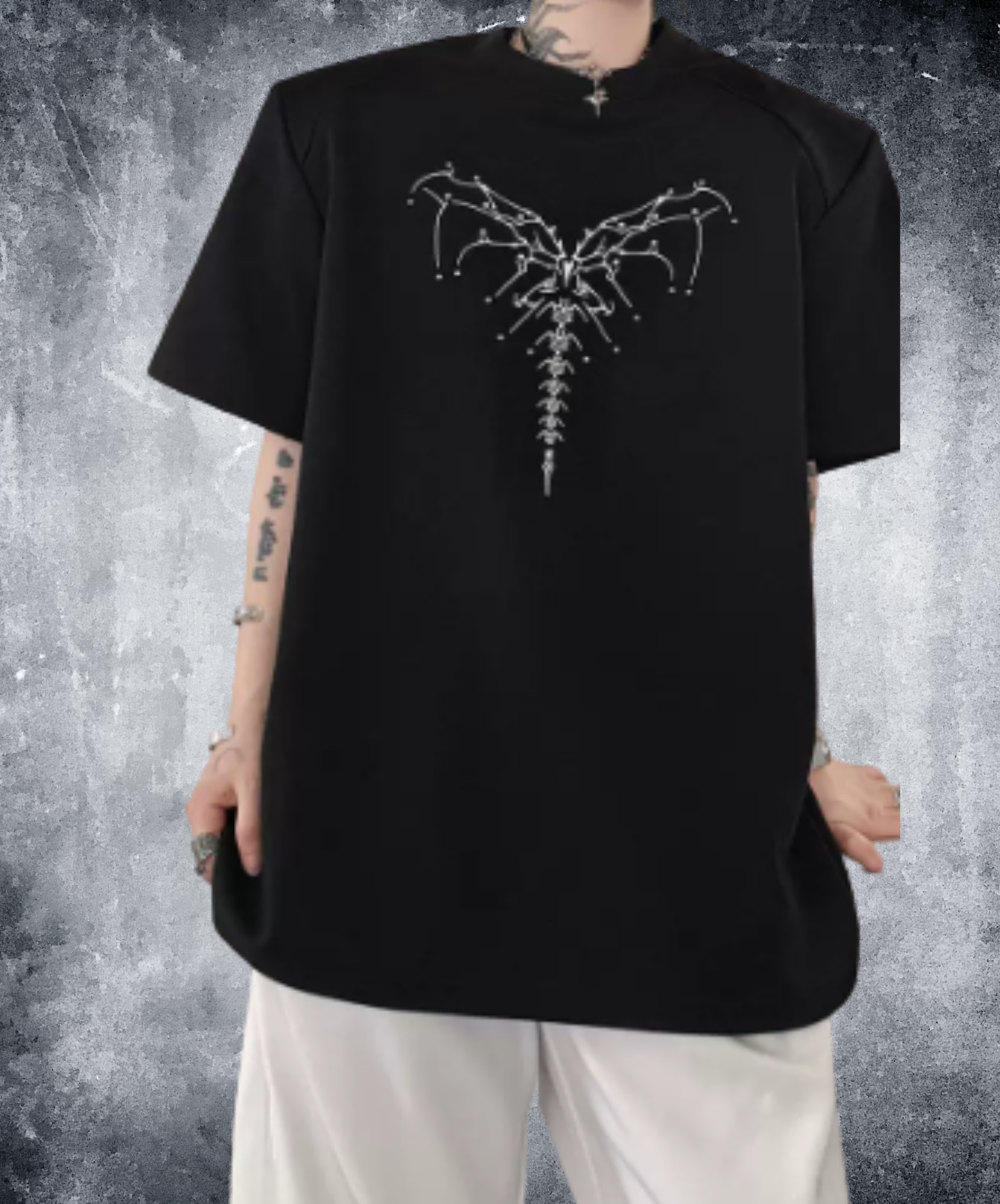 dark heart bead embroidery t-shirt EN2875
