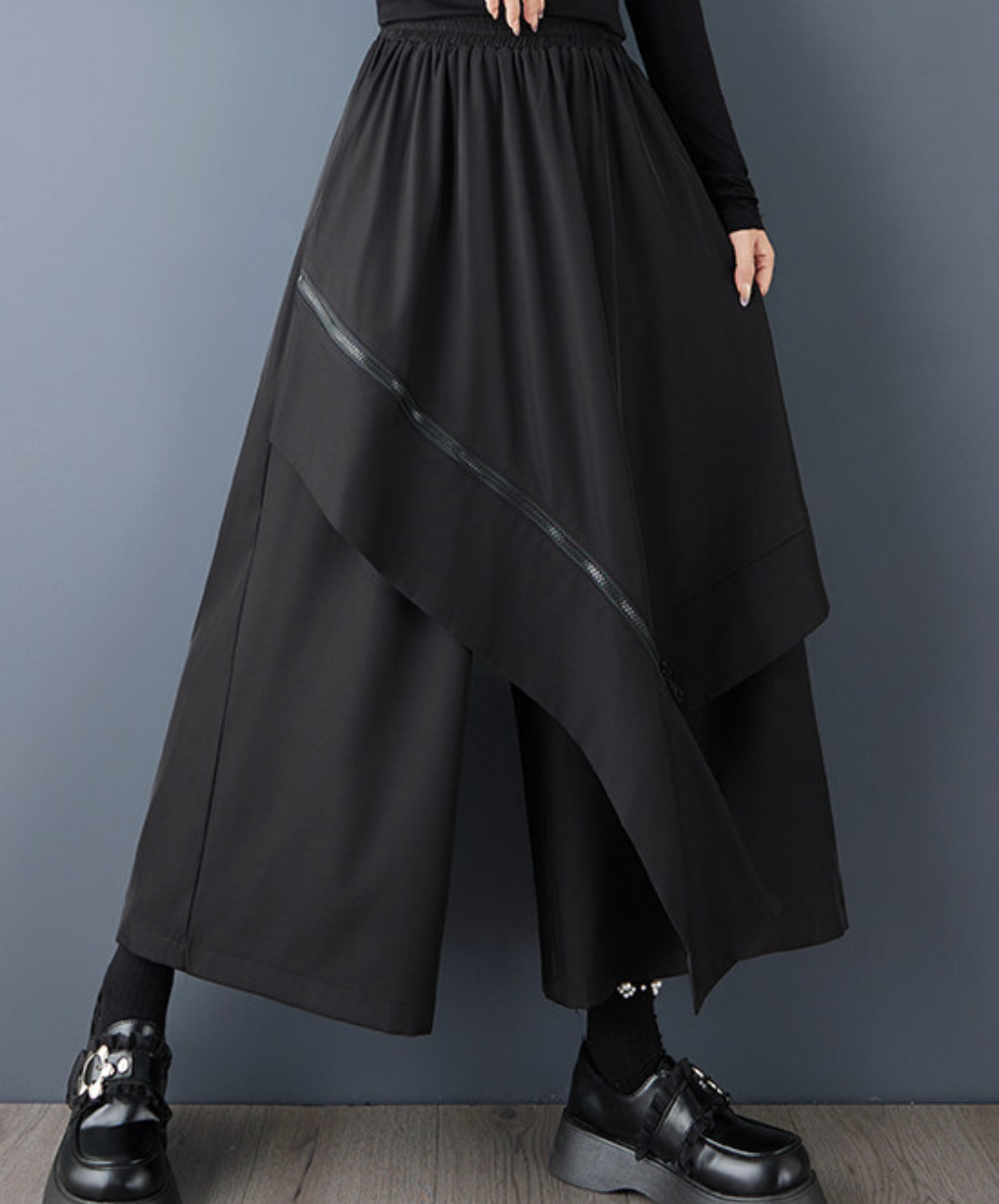 dark Irregular patchwork hem pants EN2701