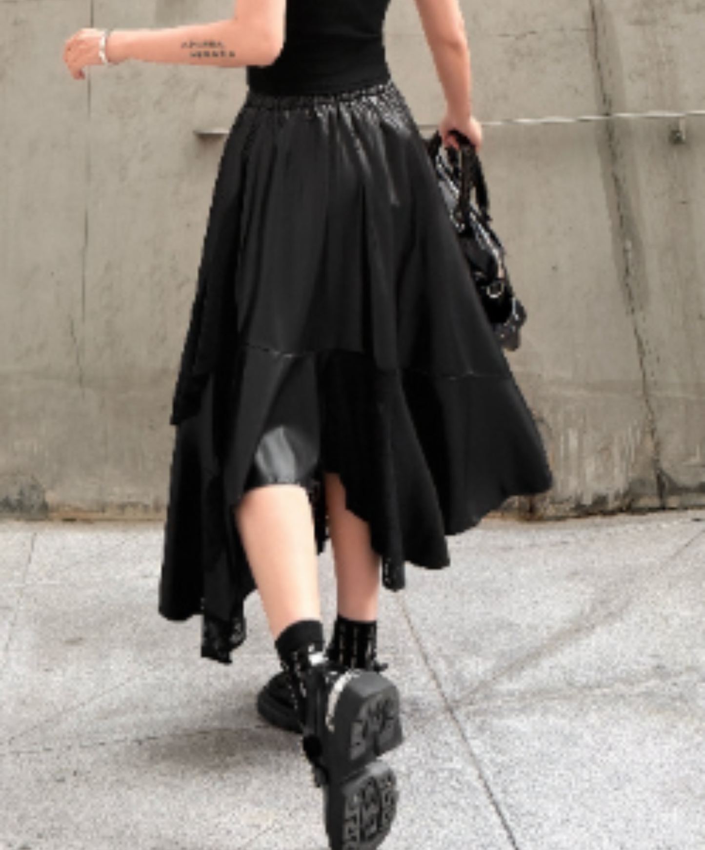 Irregular patchwork midi skirt EN2954