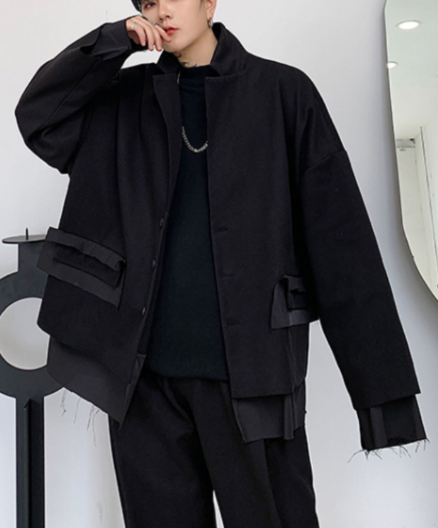 dark fake two-piece blunt cut jacket EN2374
