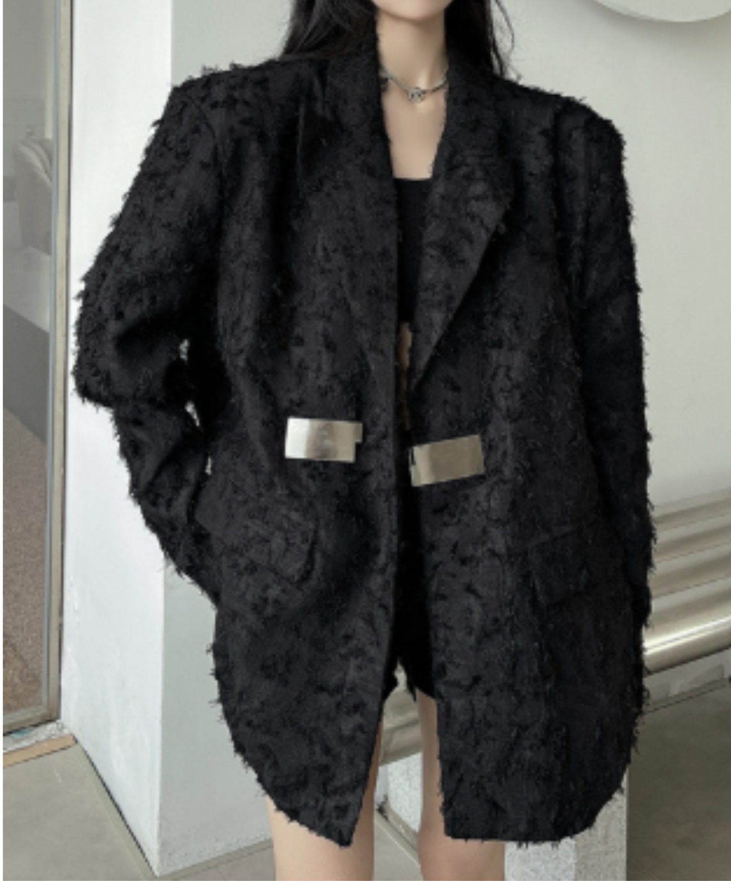 3d fringe metal buckle jacket EN3168